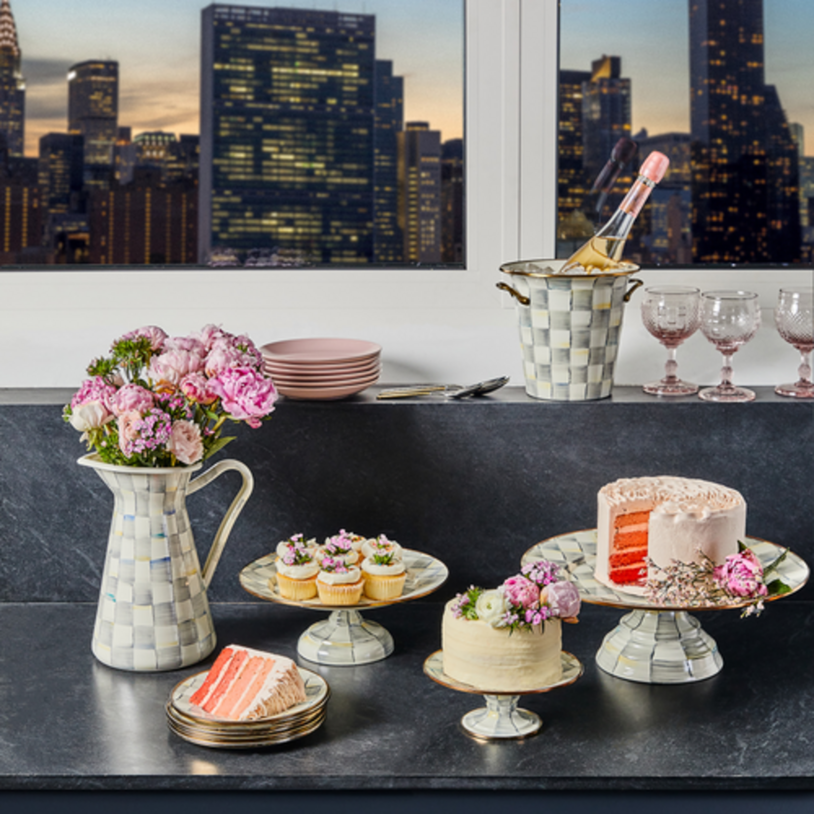 MacKenzie-Childs sterling check mini pedestal platter