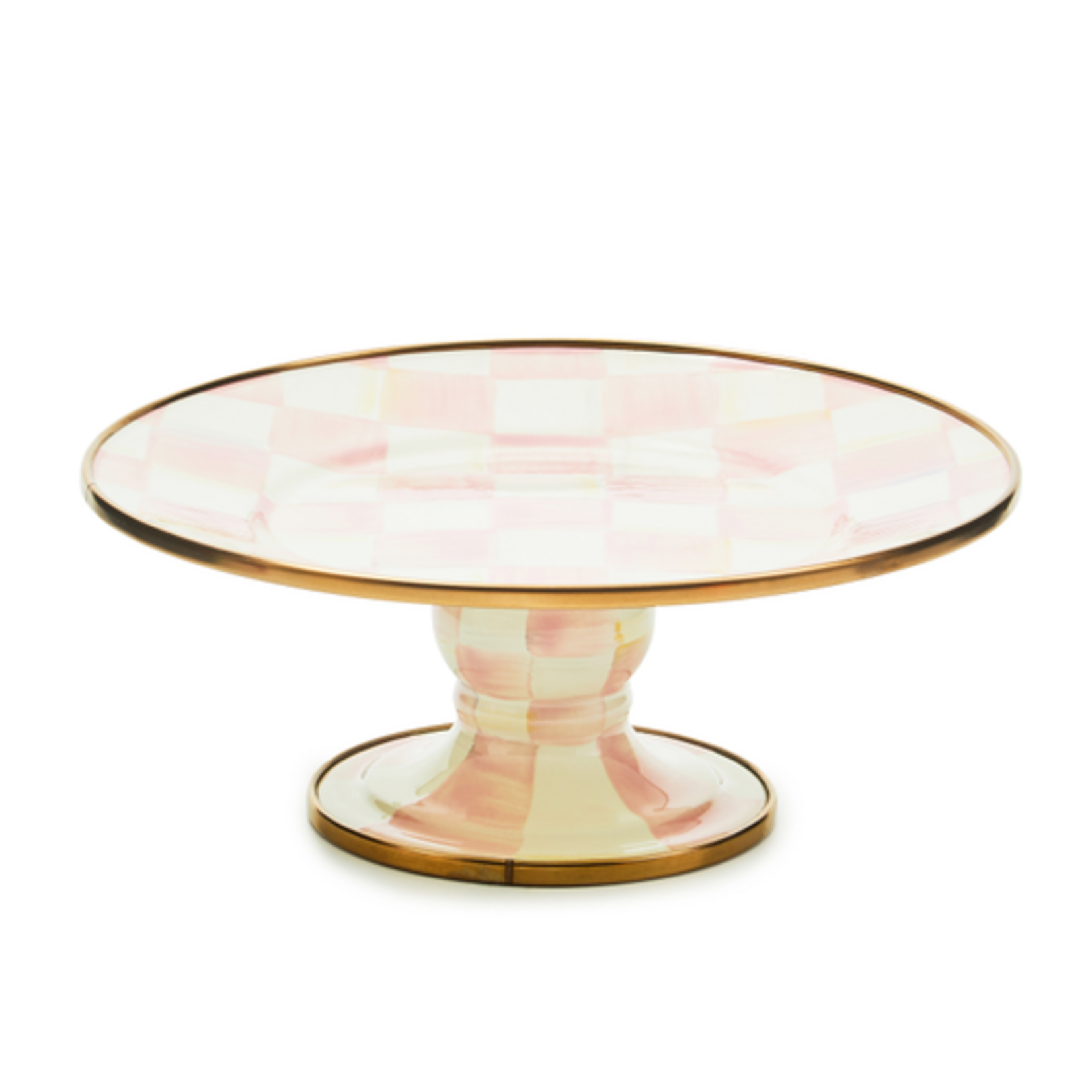 MacKenzie-Childs rosy check mini pedestal platter