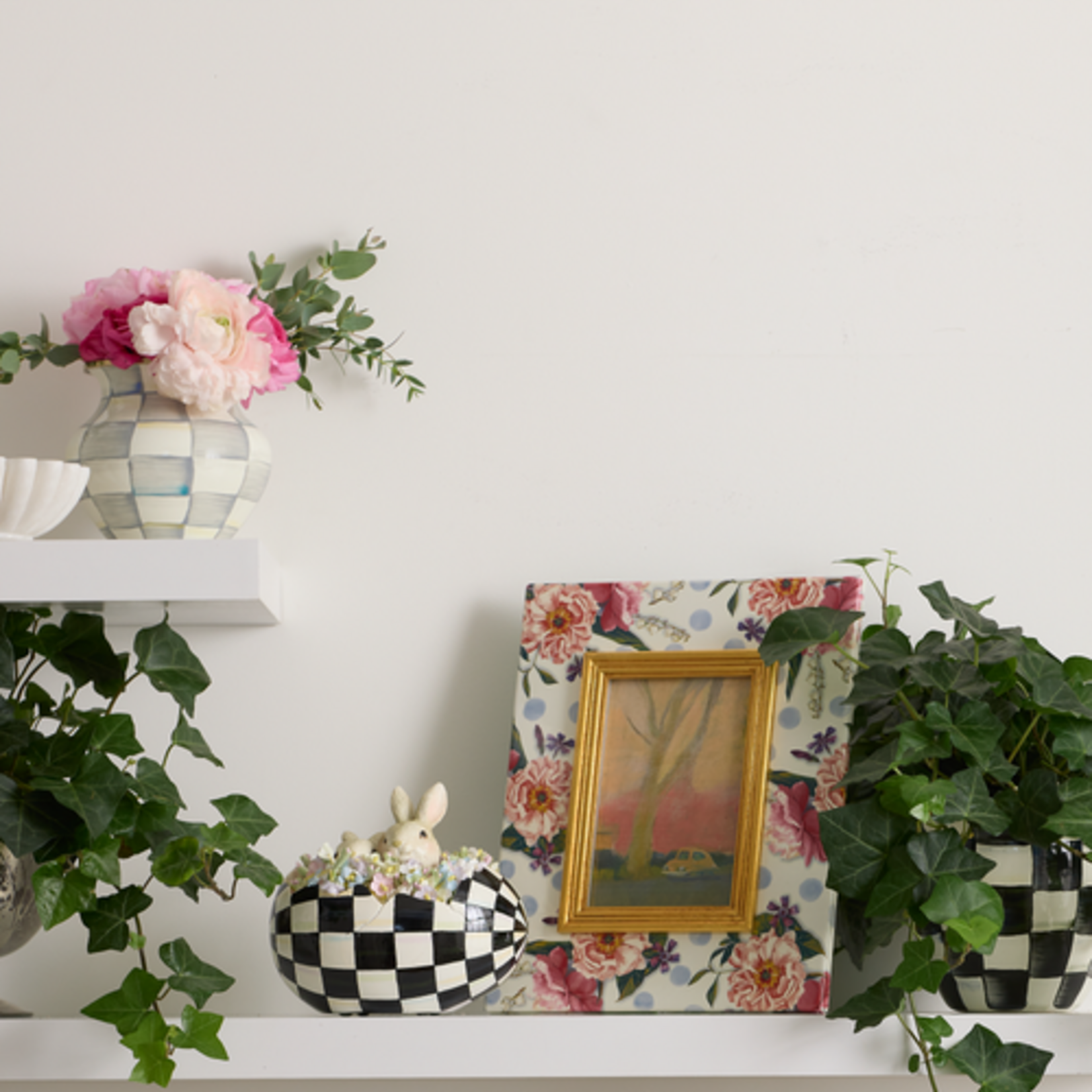 MacKenzie-Childs sterling check enamel large vase