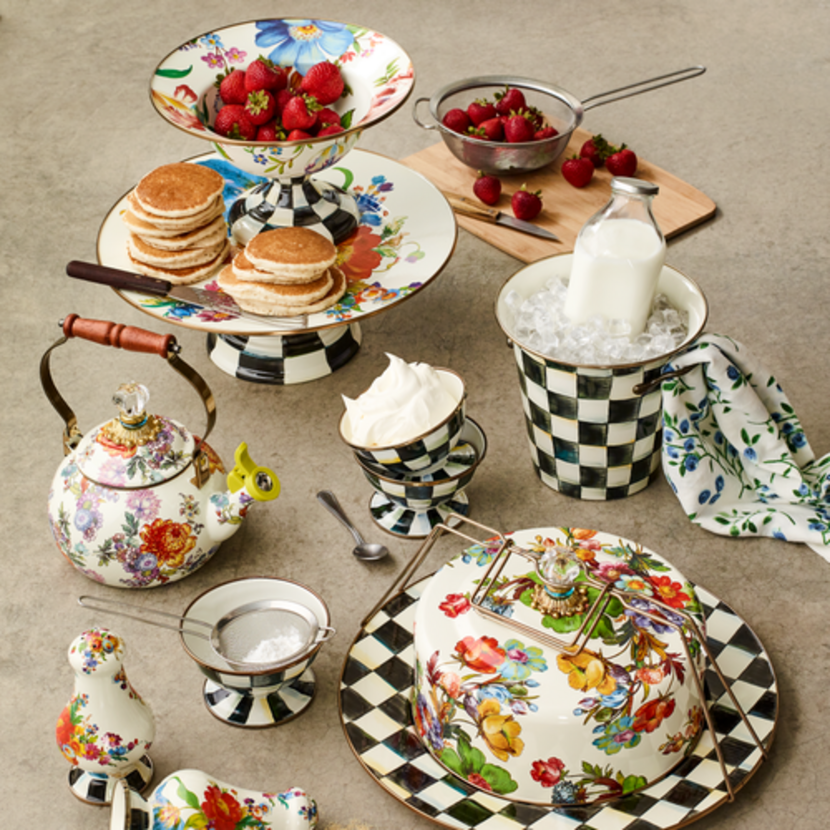 MacKenzie-Childs courtly check ice cream dish