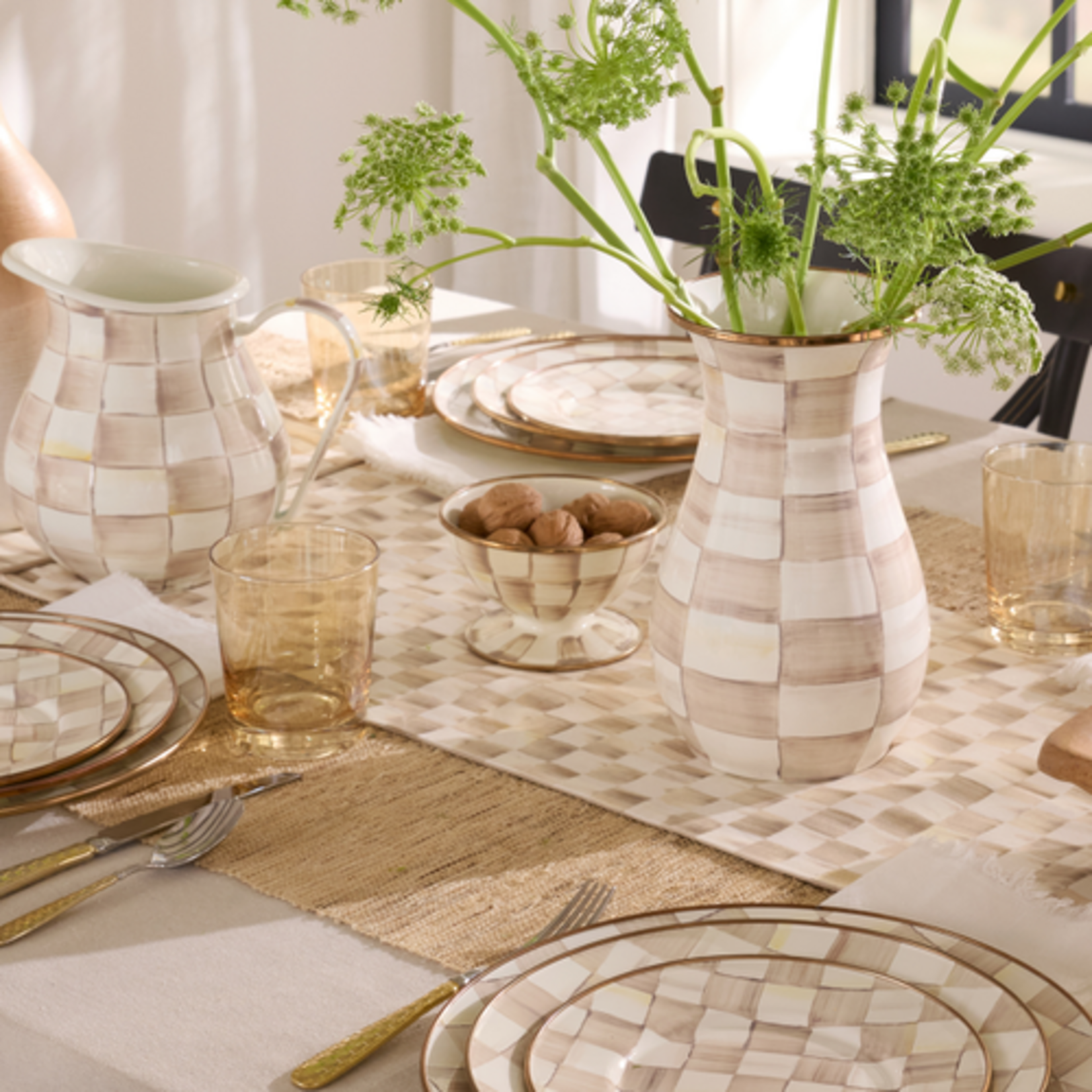 MacKenzie-Childs mocha check ice cream dish