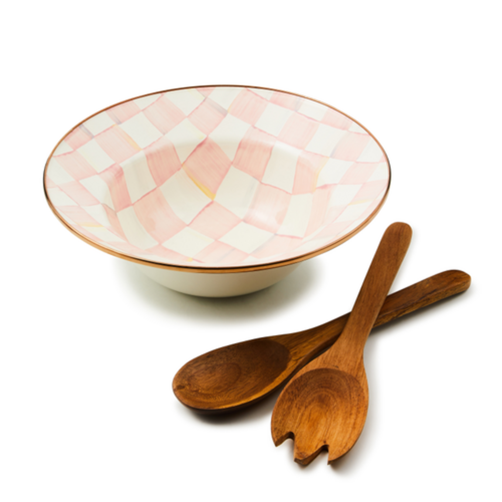 MacKenzie-Childs rosy check salad serving set
