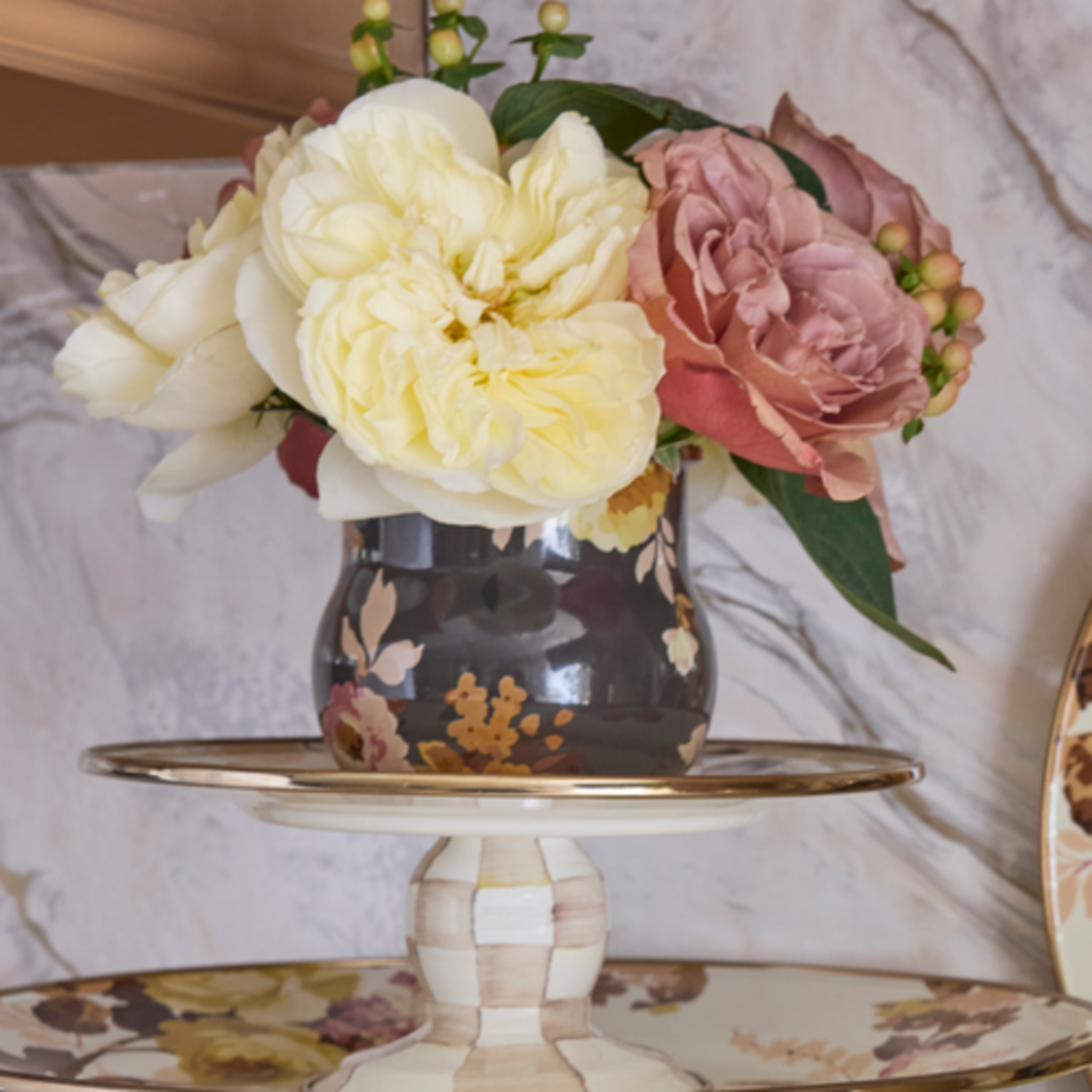 MacKenzie-Childs wild rose brown mug