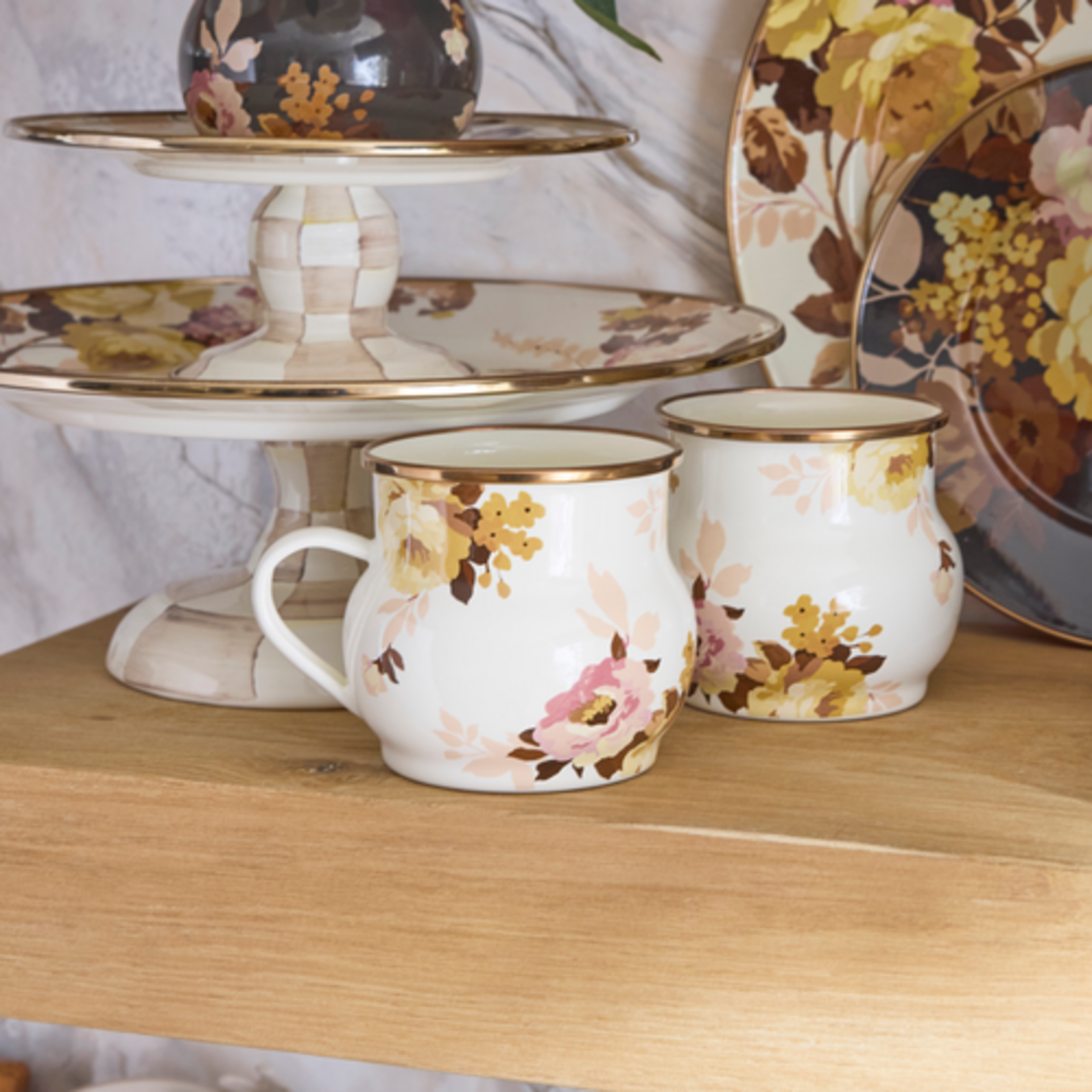 MacKenzie-Childs wild rose white mug