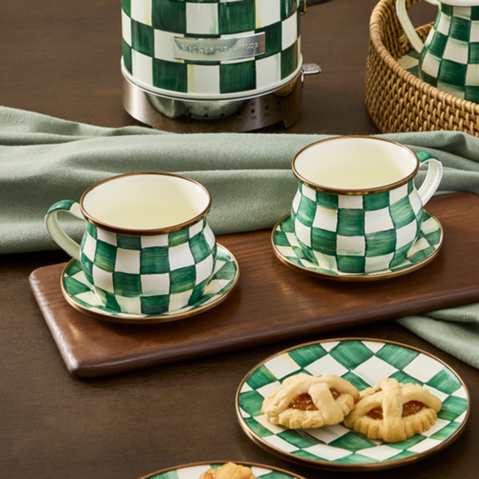 MacKenzie-Childs emerald check teacup