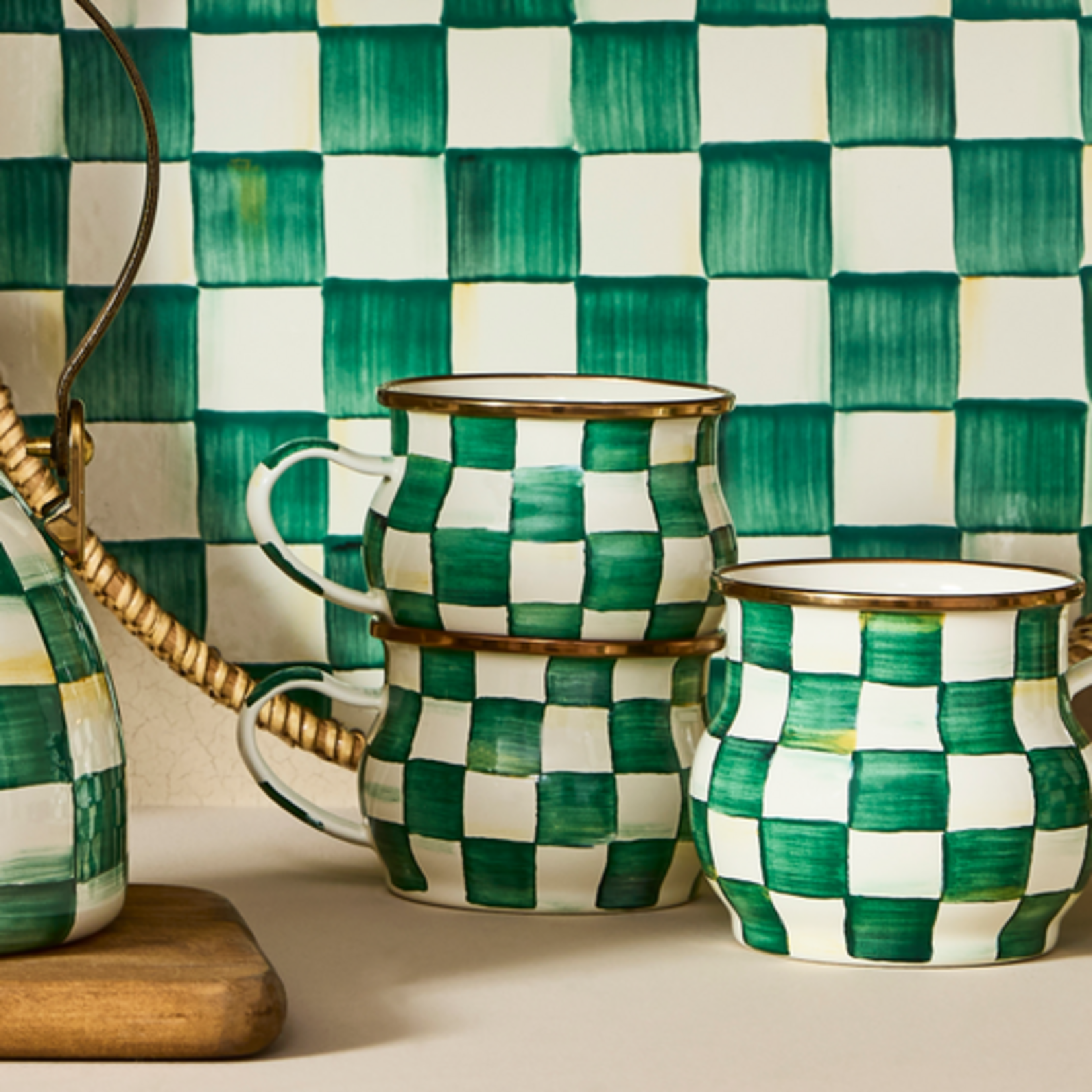MacKenzie-Childs emerald check teacup