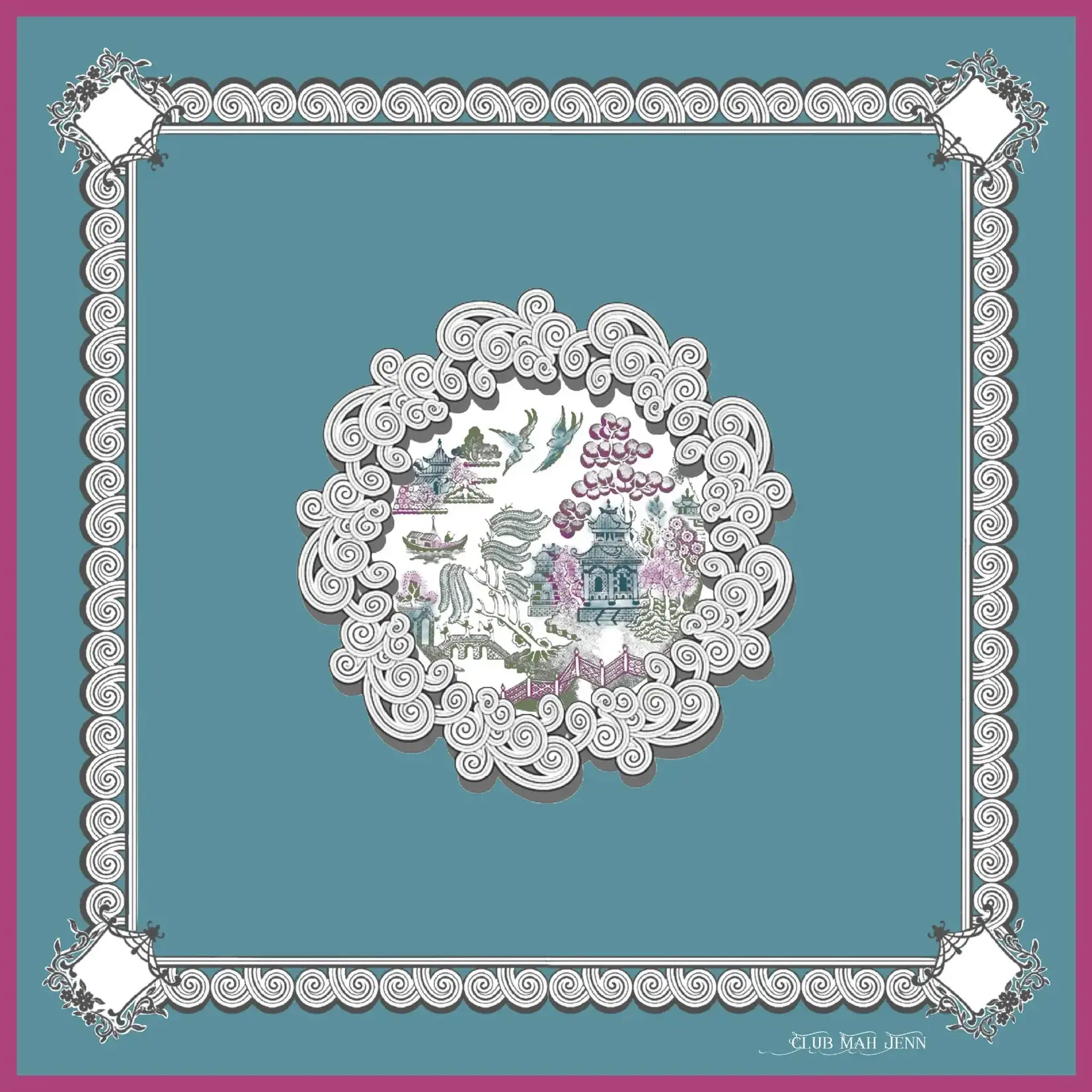 Club Mah Jenn D'or Far East Leatherette Mat - Peacock