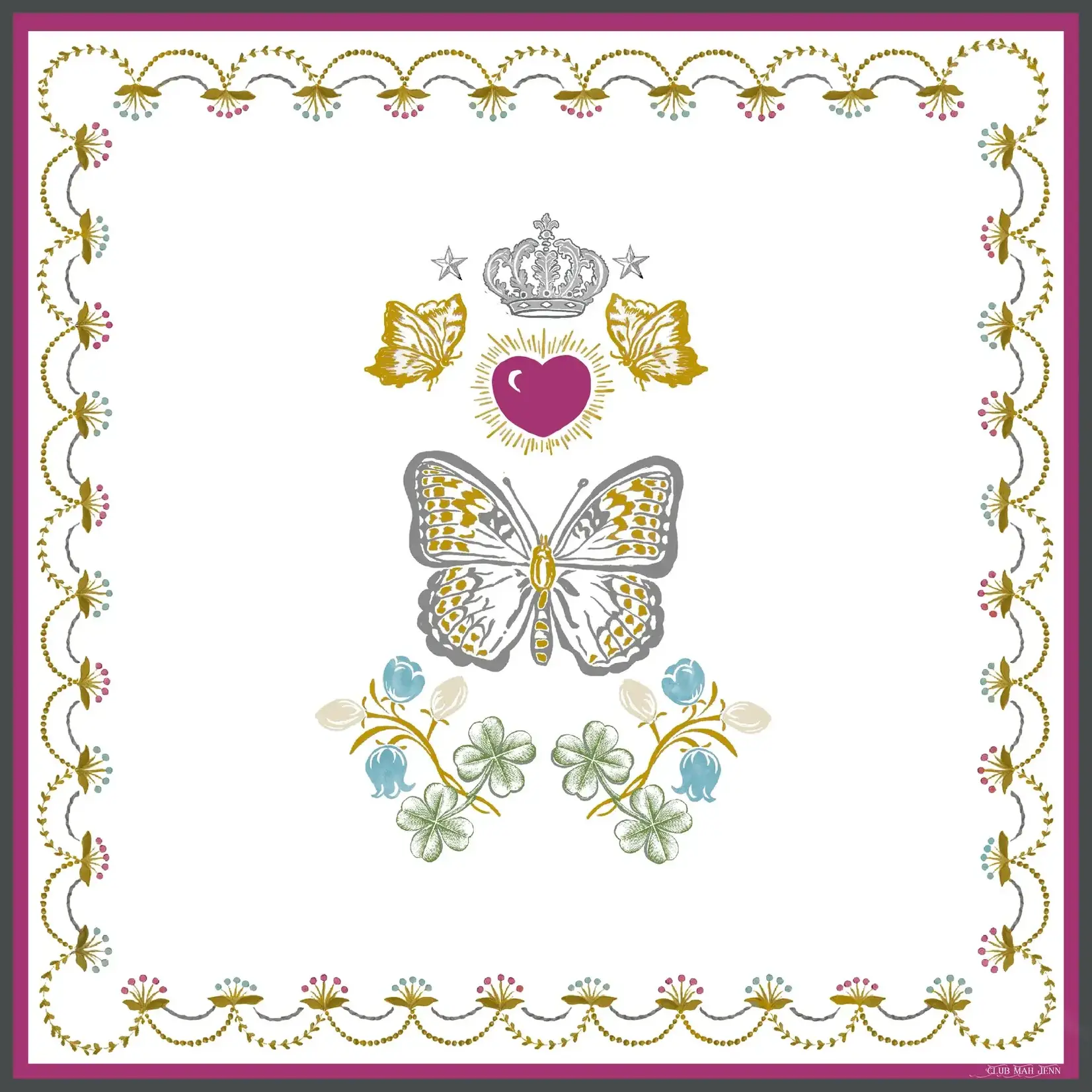 Club Mah Jenn D'or Flower Leatherette Mat - Jewel Tone