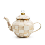 MacKenzie-Childs mocha check 4 cup teapot