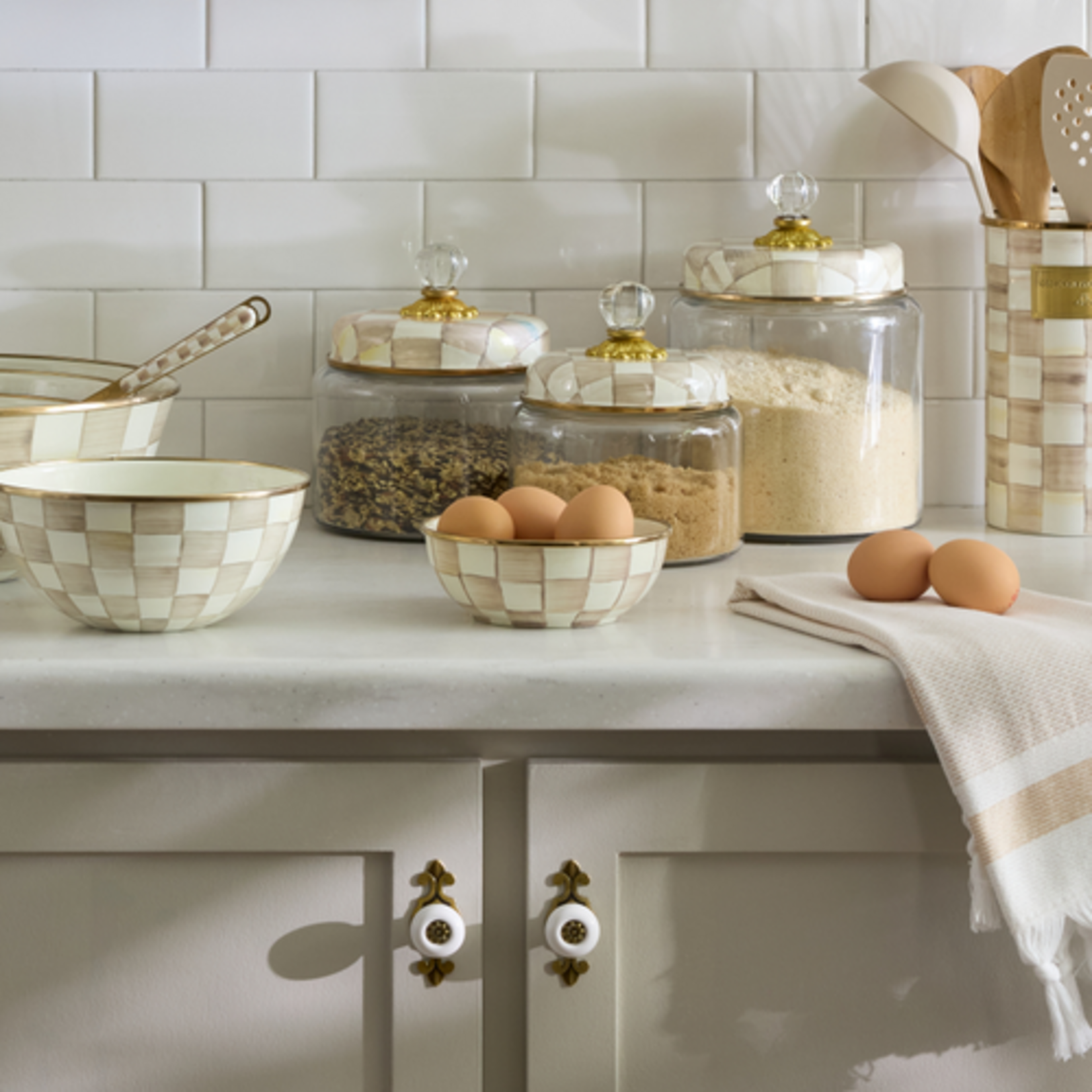 MacKenzie-Childs mocha check everyday bowl