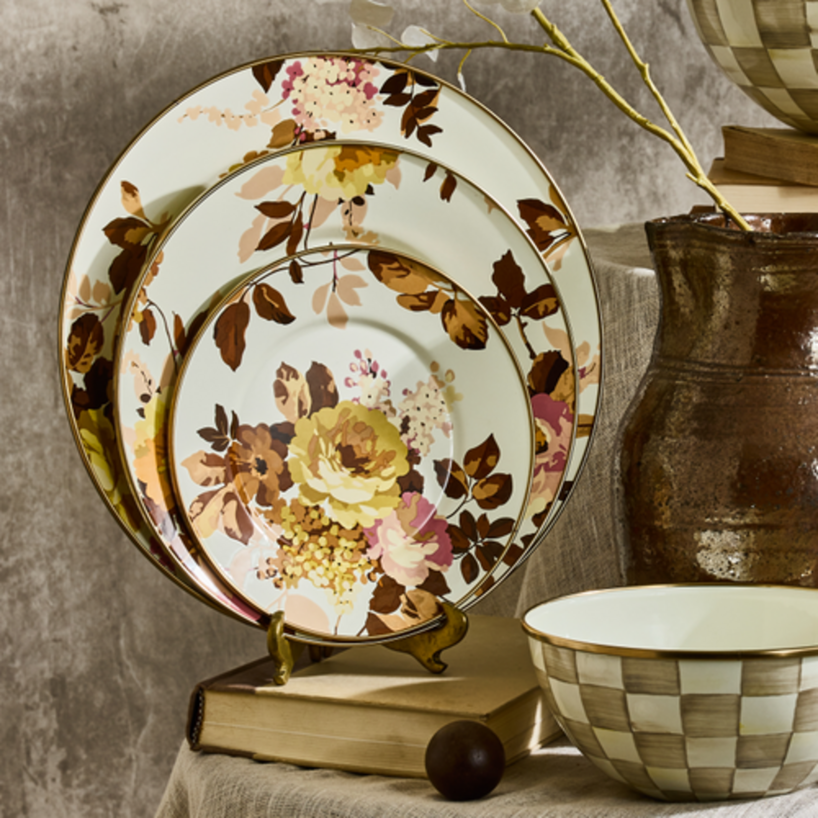 MacKenzie-Childs wild rose white salad plate