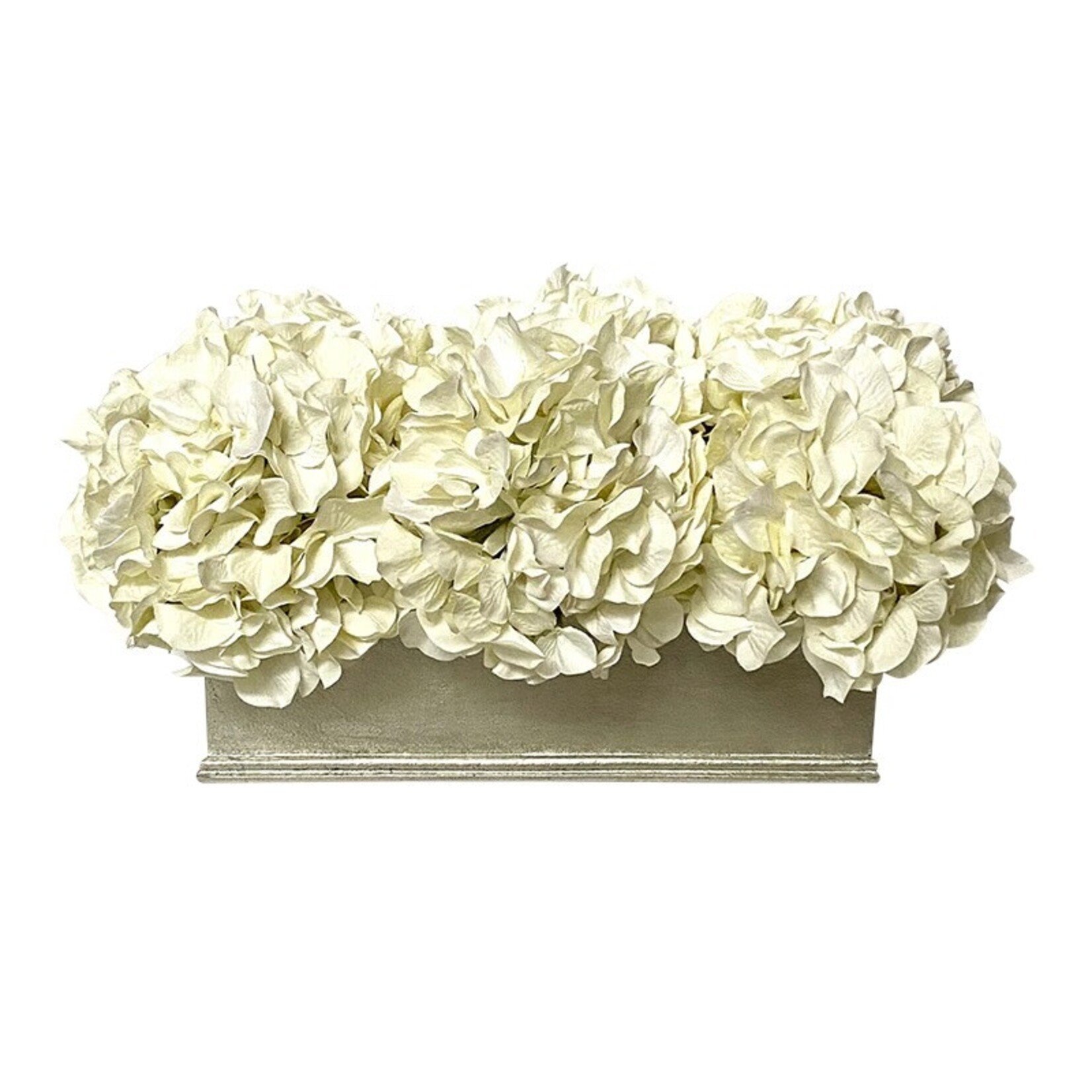 Rect Small Container Silver Leaf - Hydrangea White Artificial