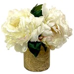Gold Glass Vase Medium - Artificial Peony White