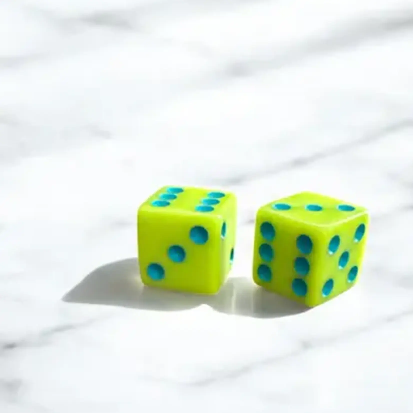 Peace Love Mahjong Lime Chartreuse with Teal Dice (set of 2)