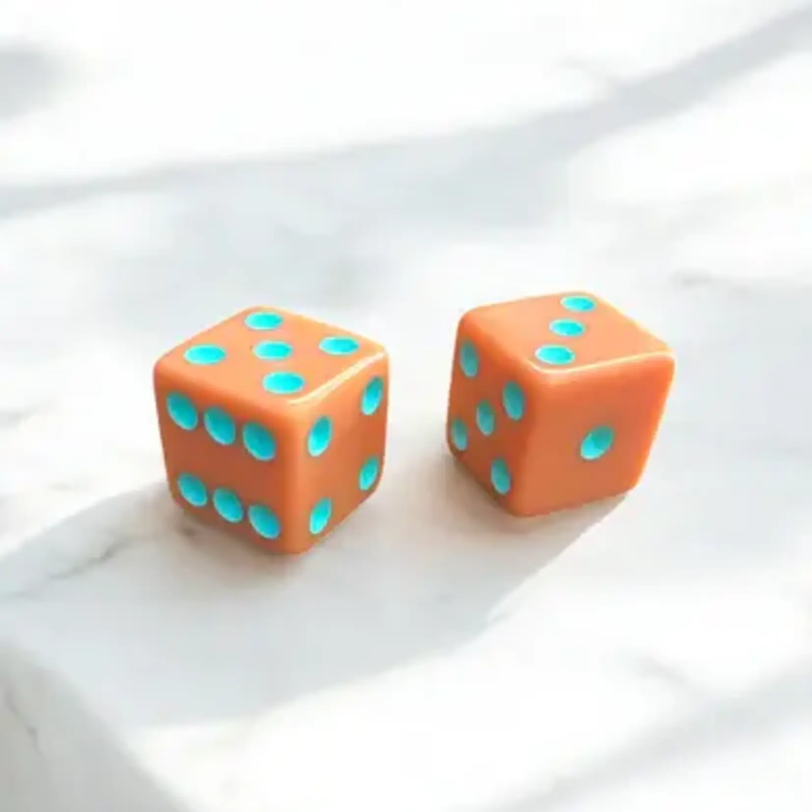 Peace Love Mahjong Cantaloupe with Light Aqua Dice (set of 2)