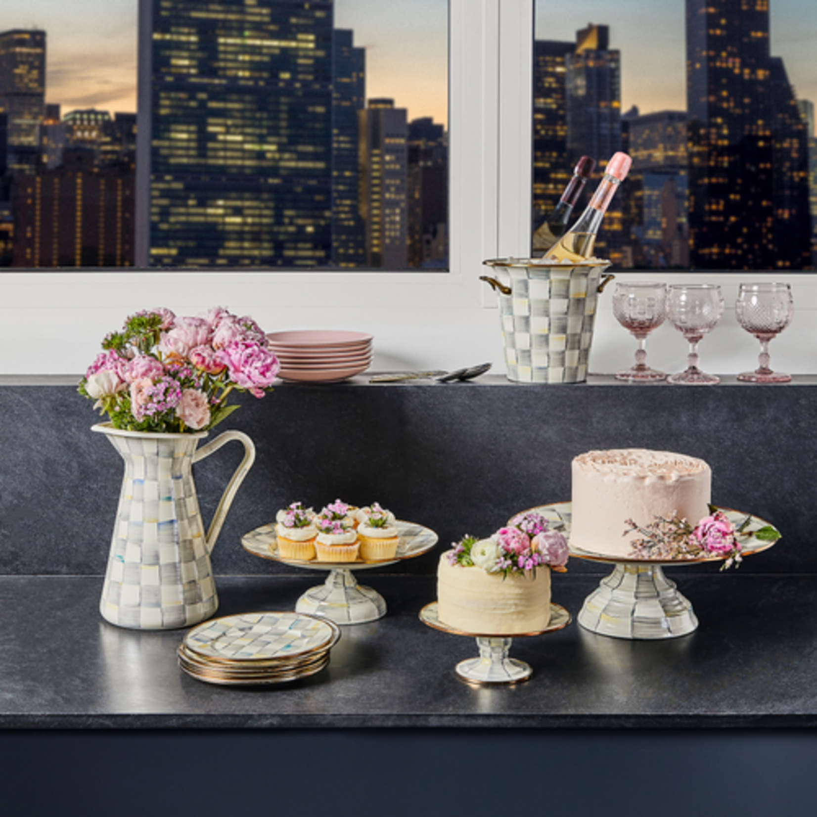 MacKenzie-Childs sterling check wine cooler