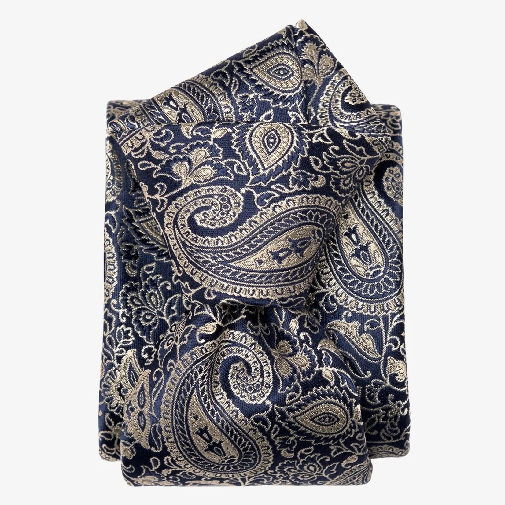 Elizabetta Made in Italy USA Donatello - Silk Jacquard Tie - Navy and Pewter