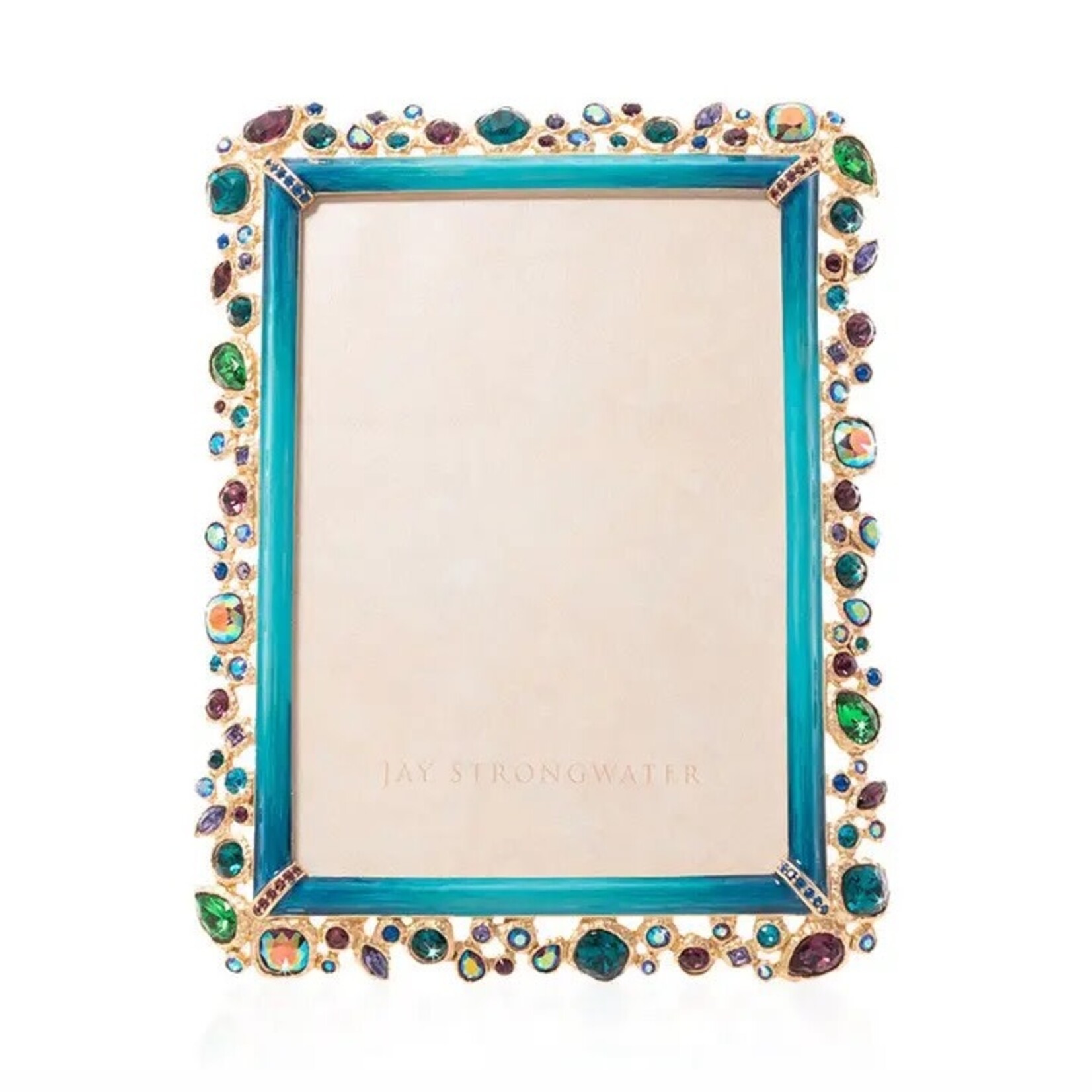 Jay Strongwater Leslie Bejeweled 5" X 7" Frame - Peacock
