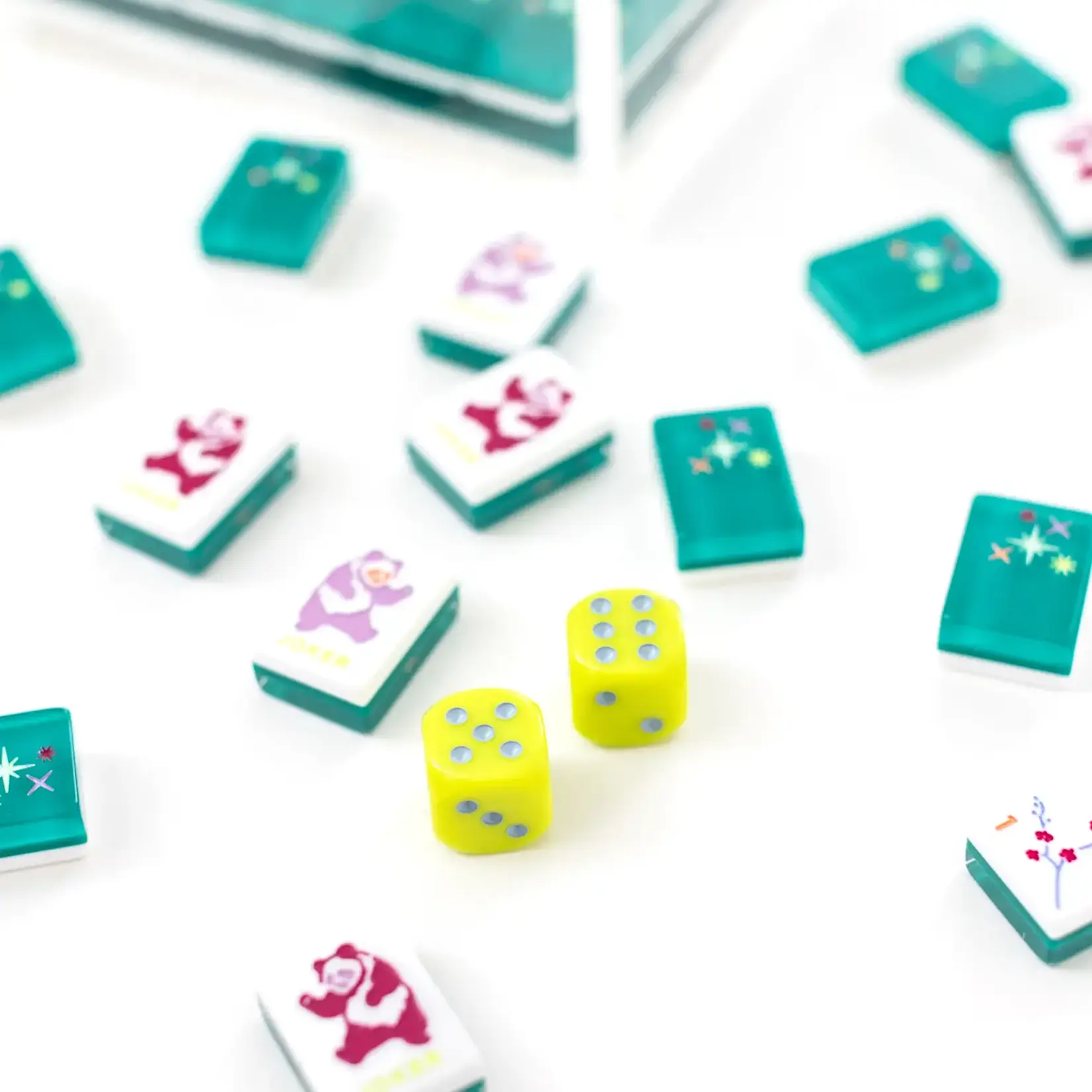Bam Bird Boutique Emerald East Meets West Mahjong Set w/ Plum/Magenta Tile Bag