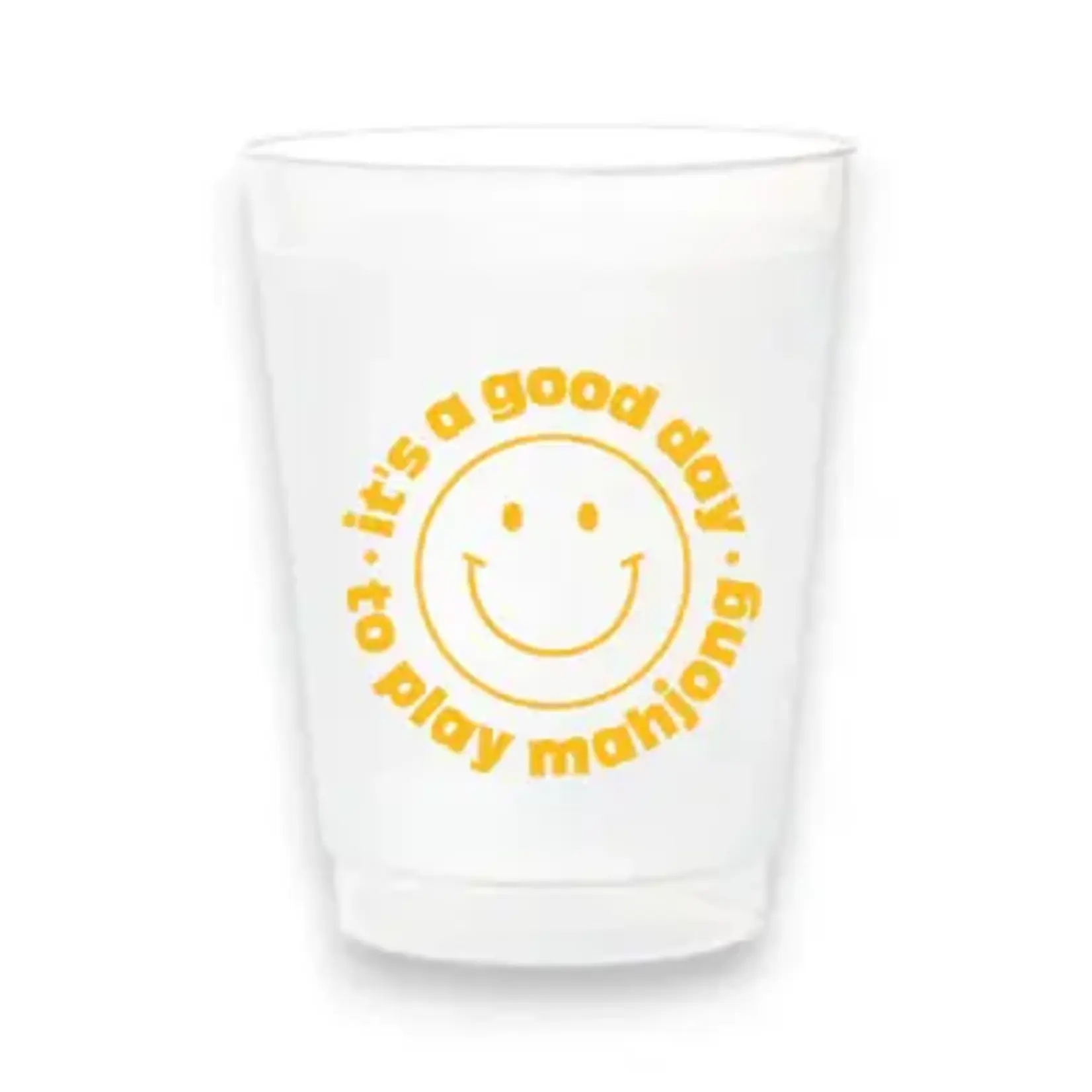 Peace Love Mahjong Yellow Good Day To Play Stadium Frosted Mahjong Cups - Set of 10