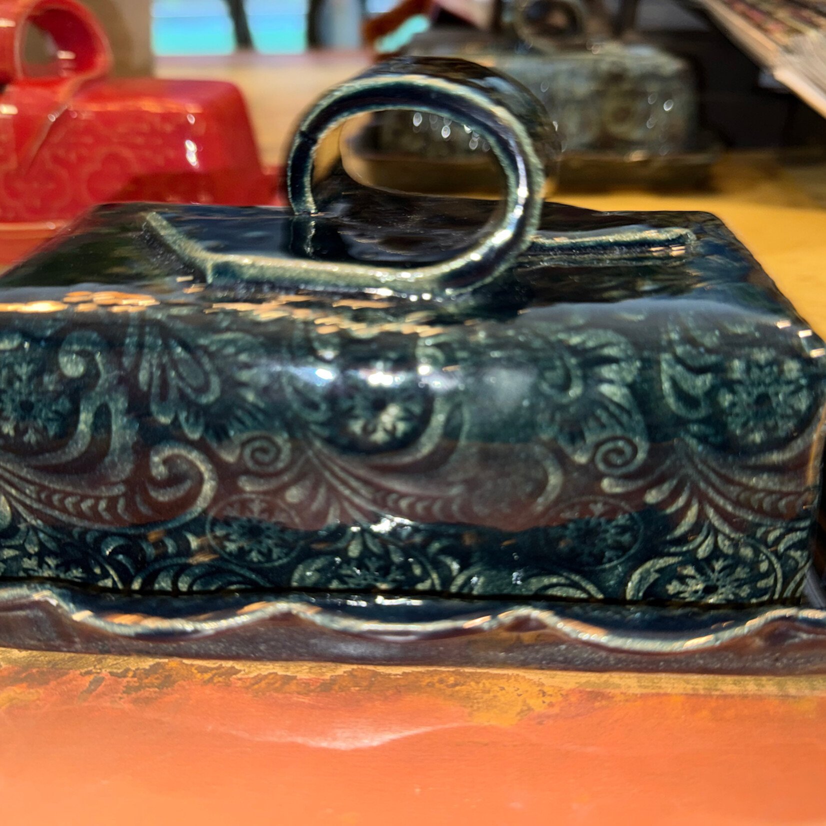 The Crafty *itch Light Blue Paisley Pattern Butter Dish