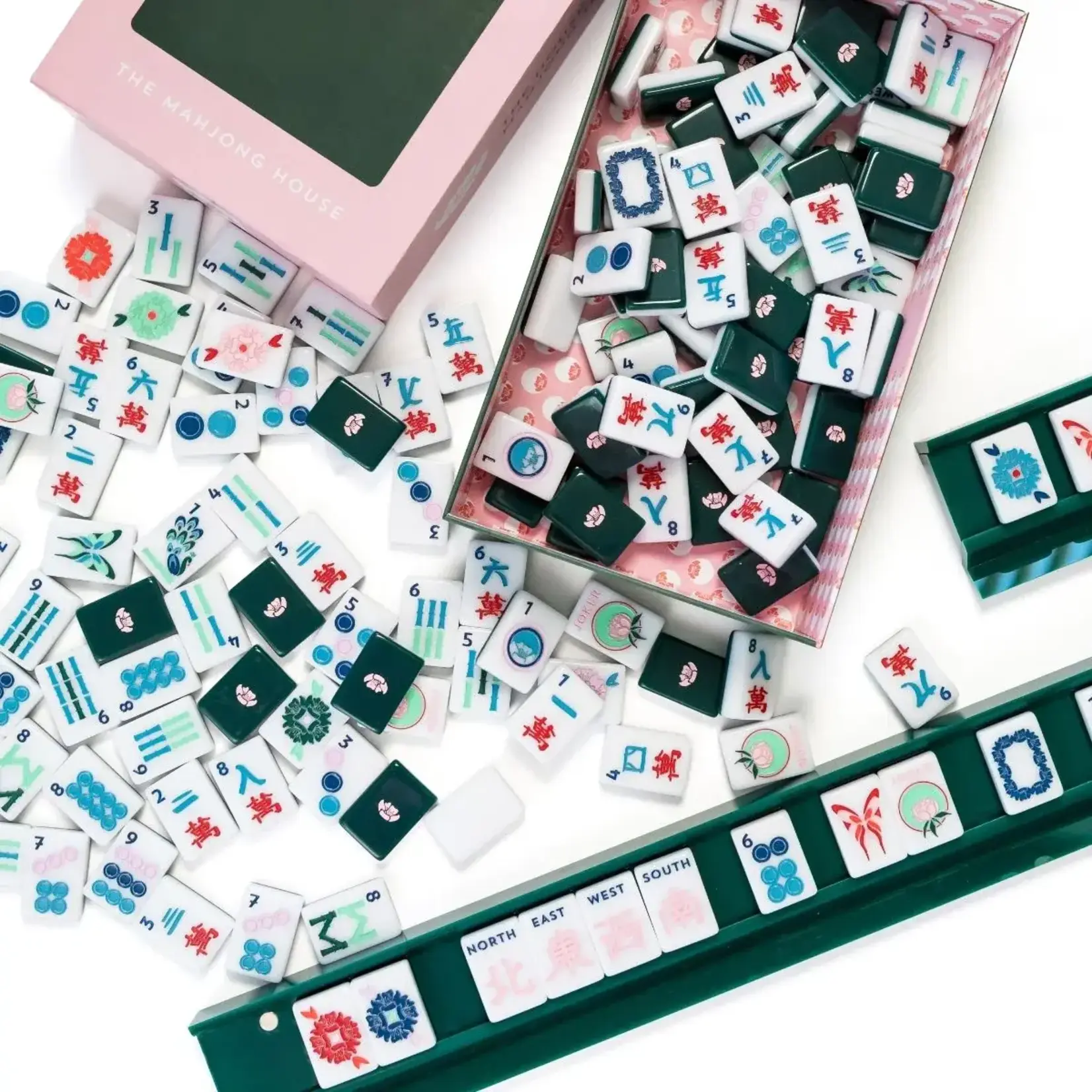 The Mahjong House Green & White House Tiles