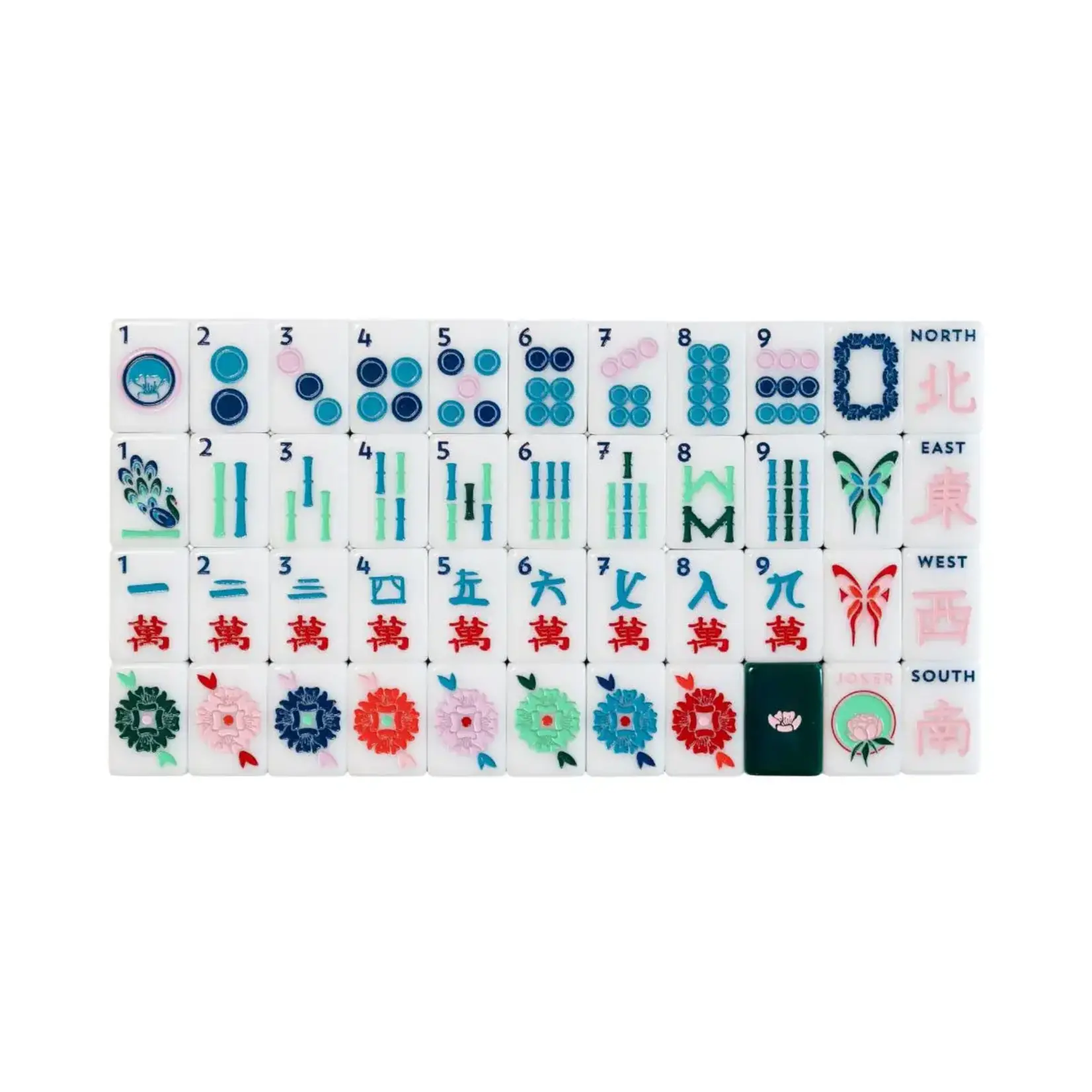 The Mahjong House Green & White House Tiles