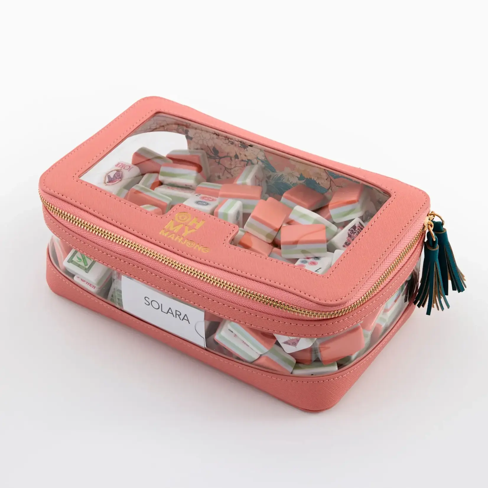 Oh My Mahjong Coral Tile Storage Bag