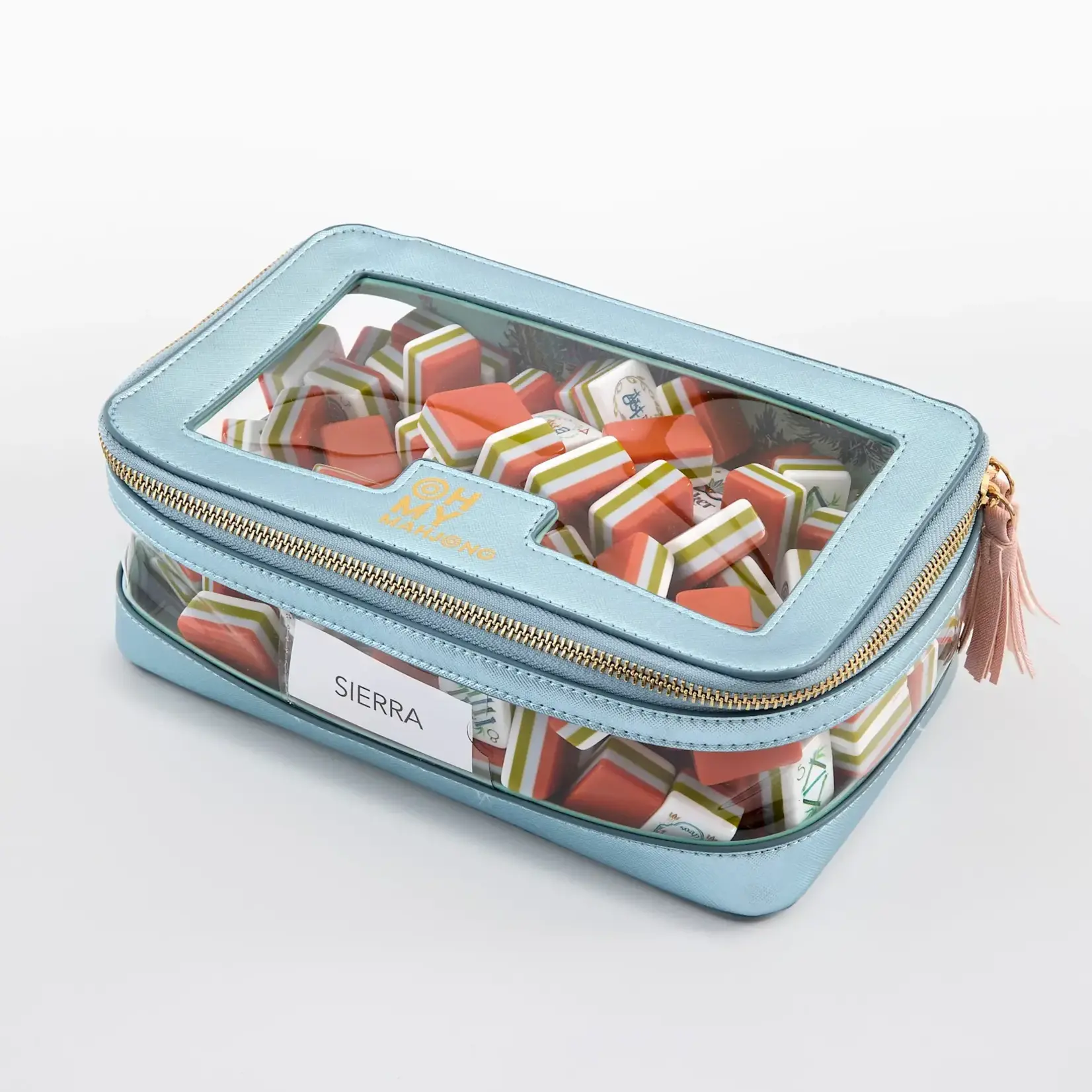 Oh My Mahjong Metallic Light Blue Tile Storage Bag