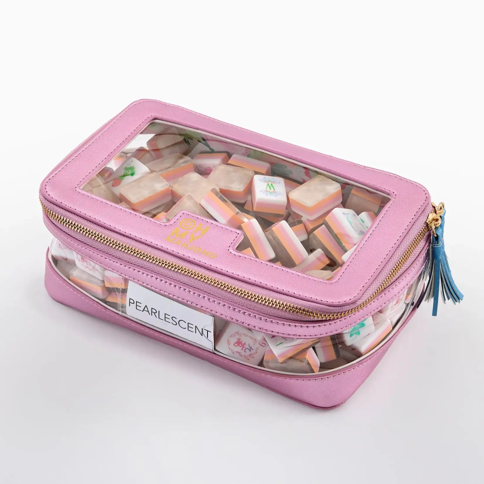 Oh My Mahjong Metallic Light Pink Tile Storage Bag
