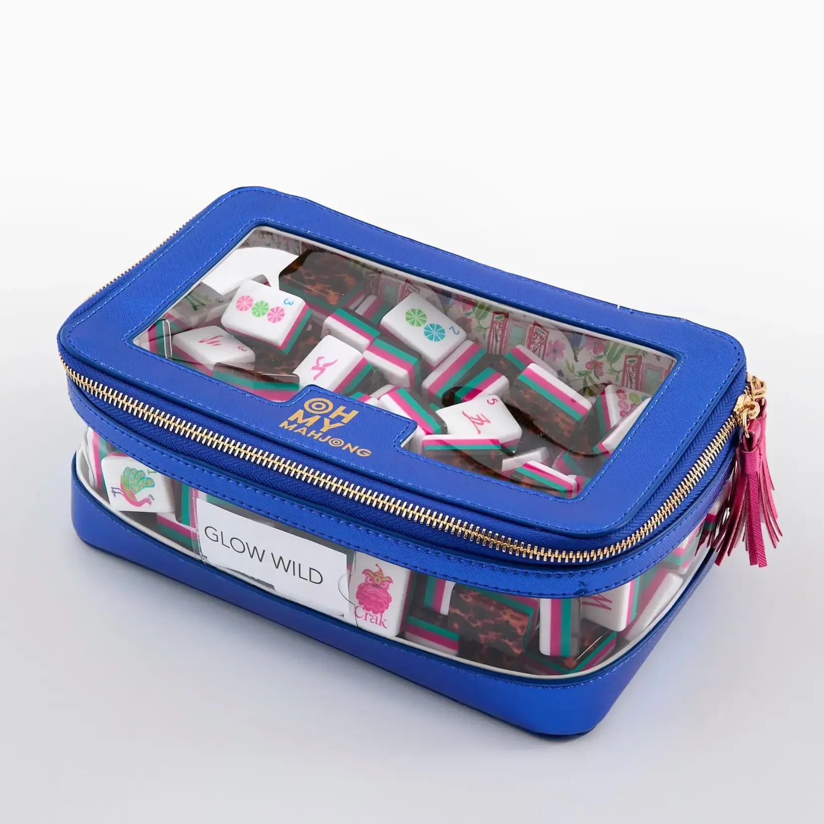 Oh My Mahjong Metallic Blue Tile Storage Bag