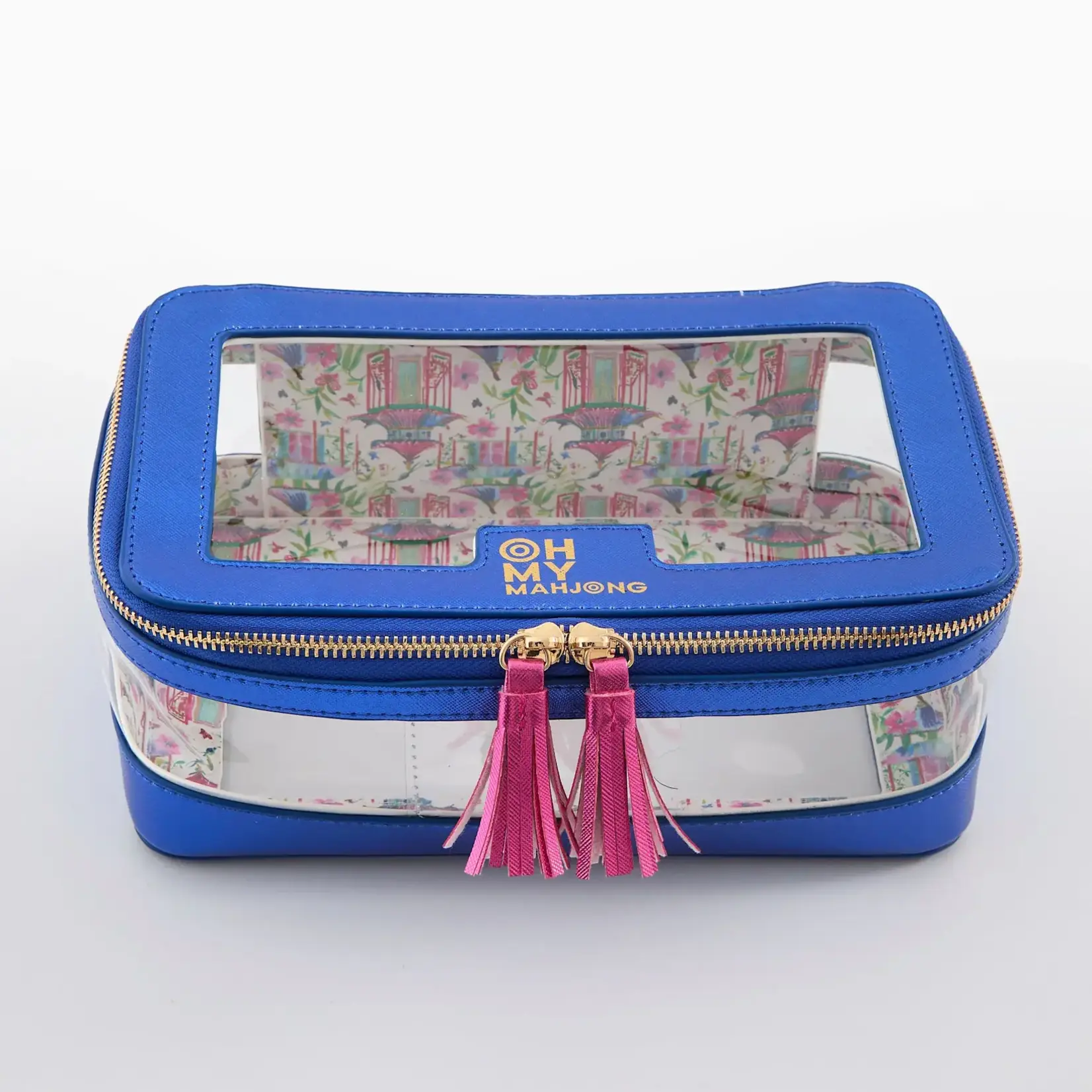 Oh My Mahjong Metallic Blue Tile Storage Bag