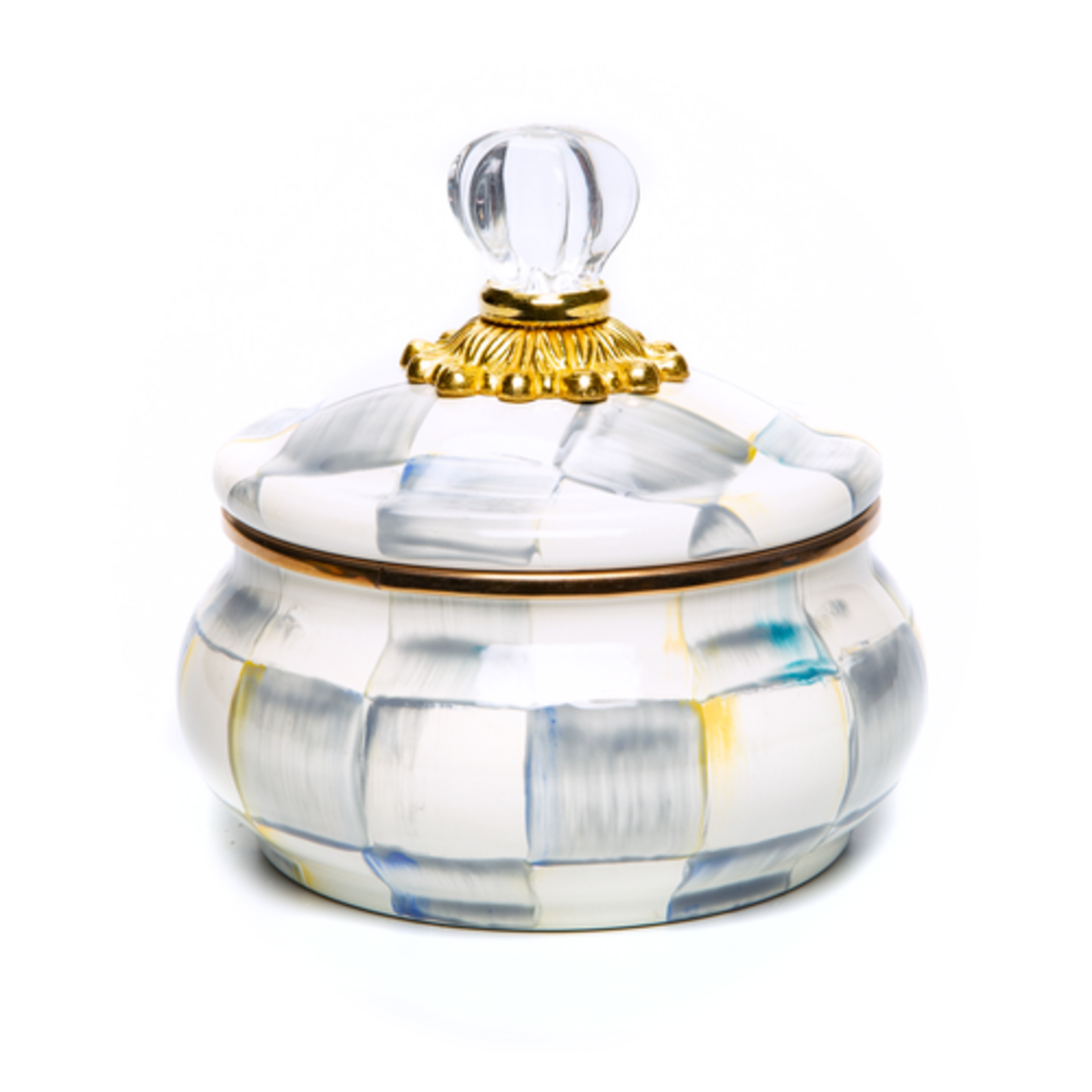 MacKenzie-Childs sterling check squashed pot