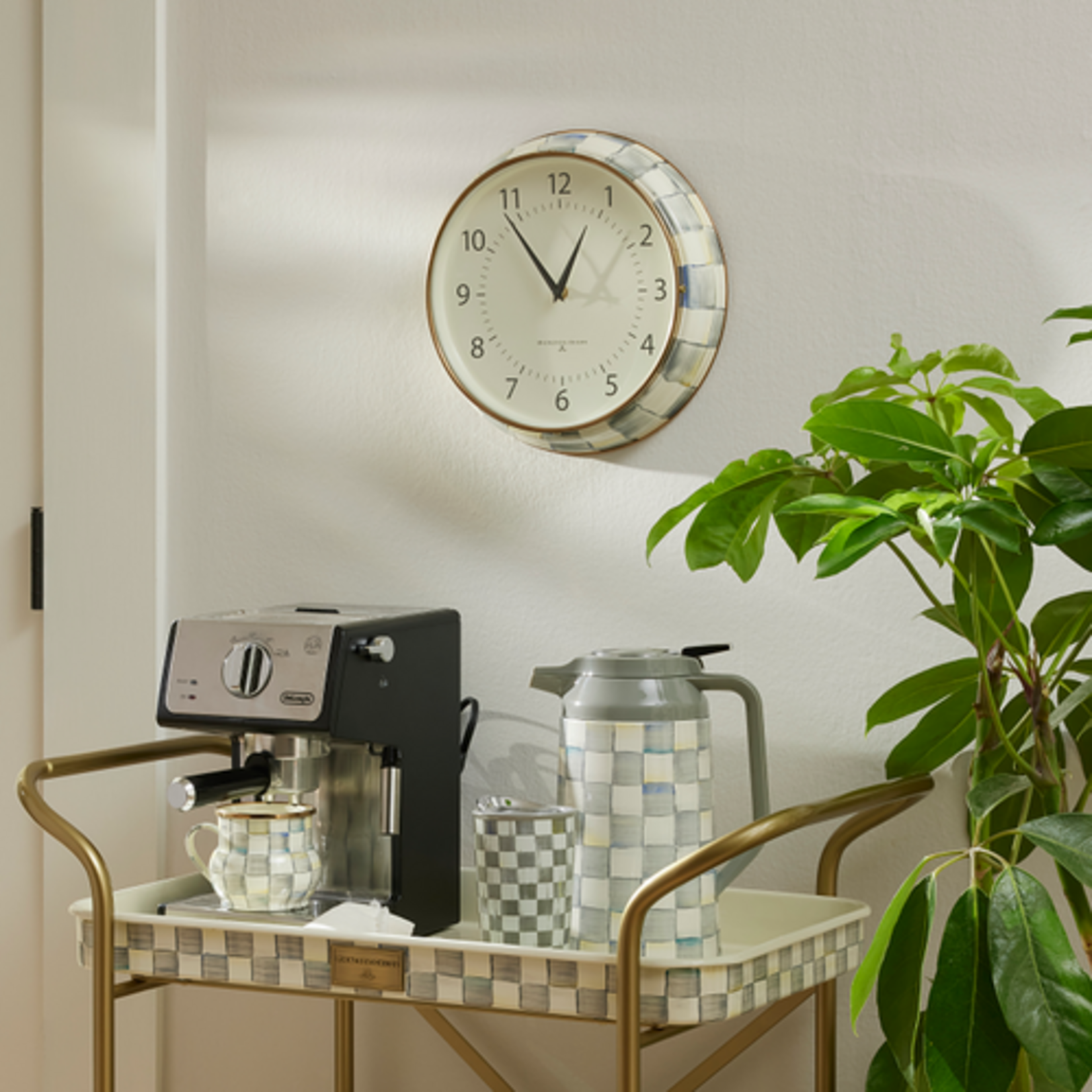 MacKenzie-Childs sterling check school wall clock