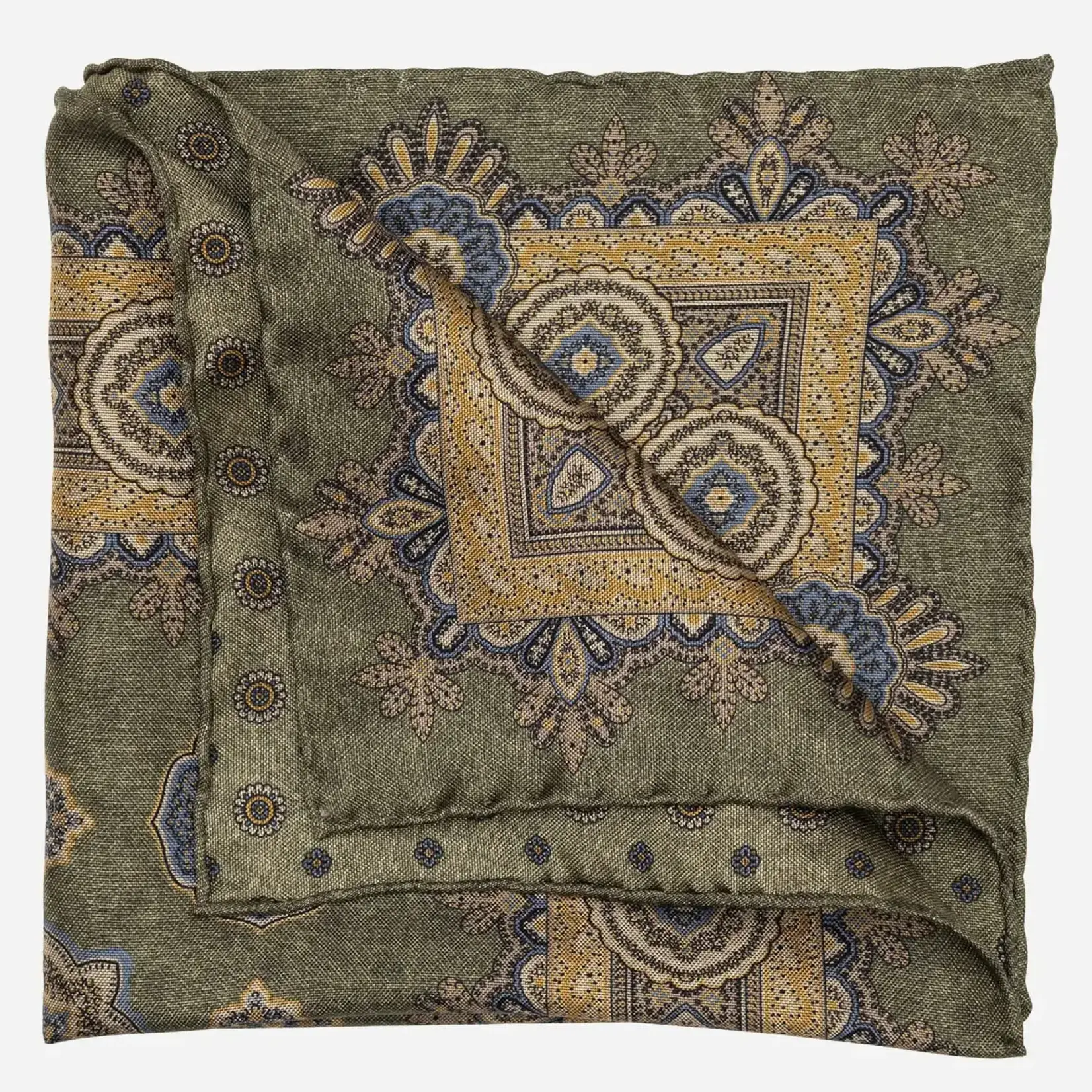Elizabetta Made in Italy USA Brando - Double Sided Silk Pocket Square - Sage