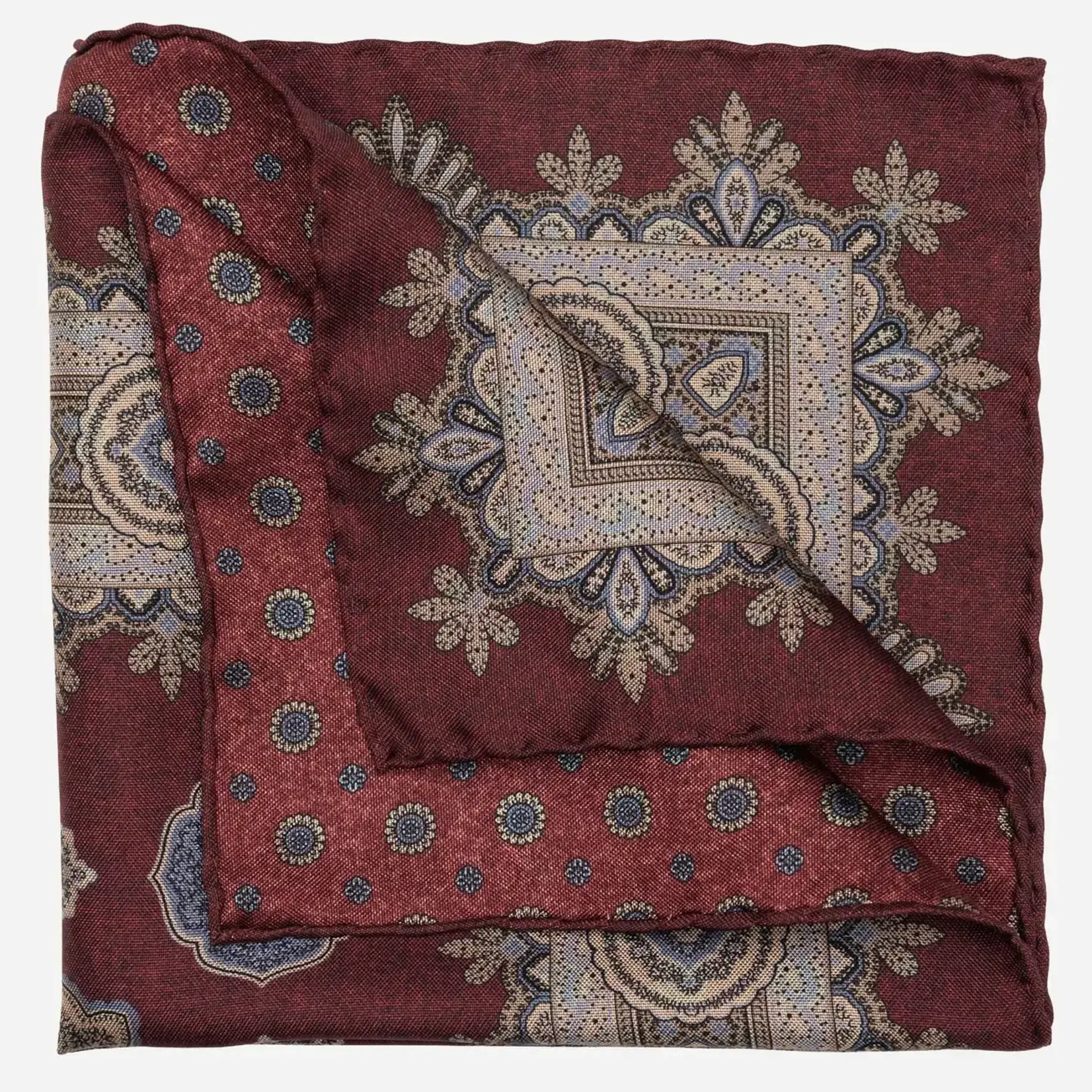 Elizabetta Made in Italy USA Brando - Double Sided Silk Pocket Square - Burgundy