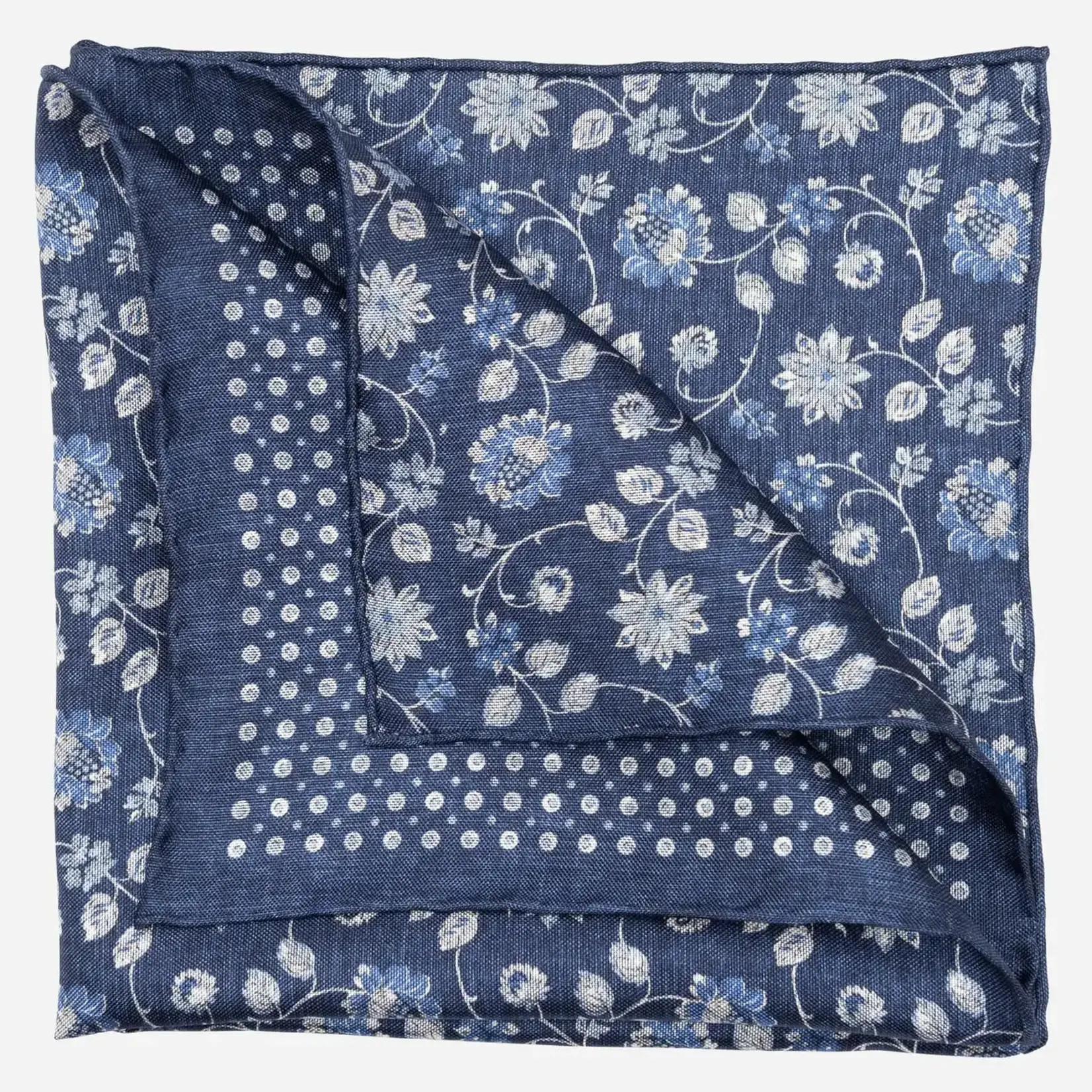 Elizabetta Made in Italy USA Nunzio - Double Sided Silk Pocket Square - Navy