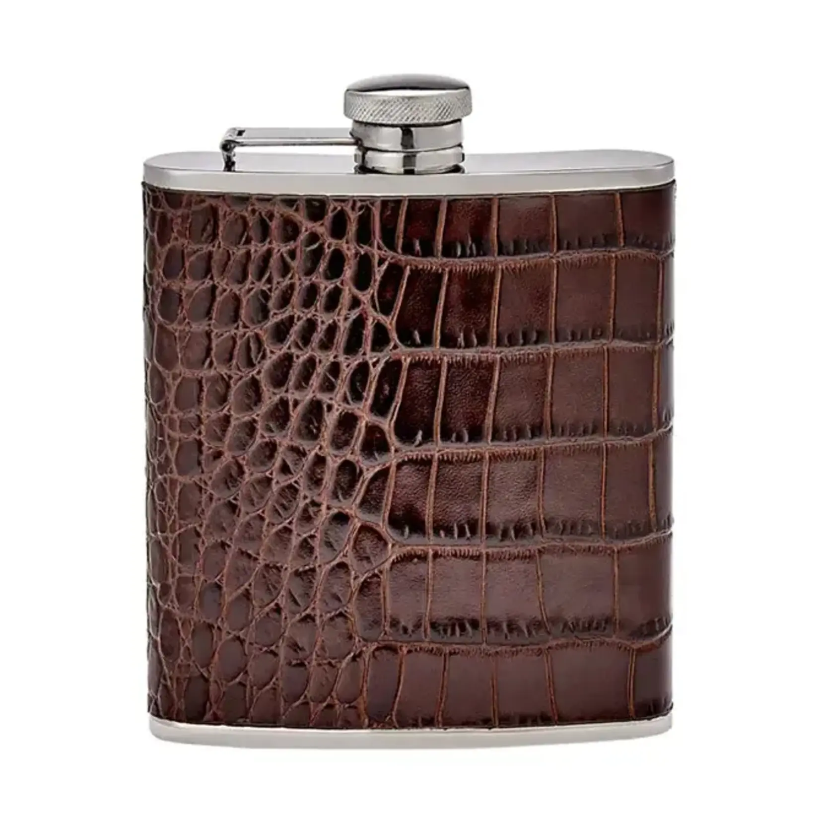 Graphic Image Inc. 6 oz Leather Wrapped Flask-Brown