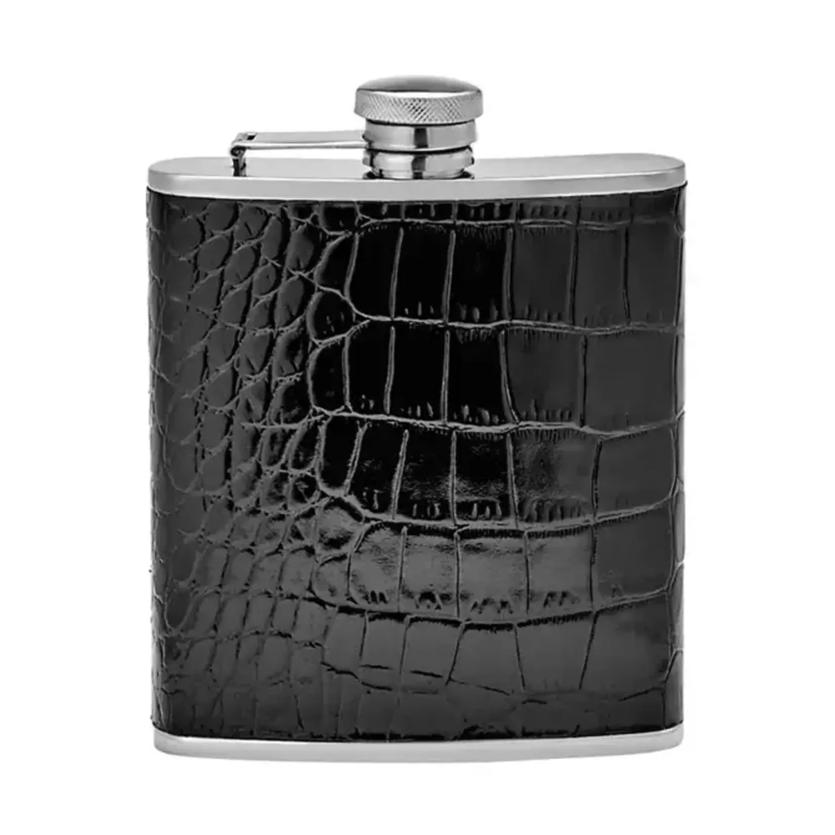 Graphic Image Inc. 6 oz Leather Wrapped Flask-Black