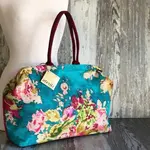 Atenti Blossom Blue Pioneer, Atenti USA Handmade, Foral Mary Poppins Snap Frame Bag