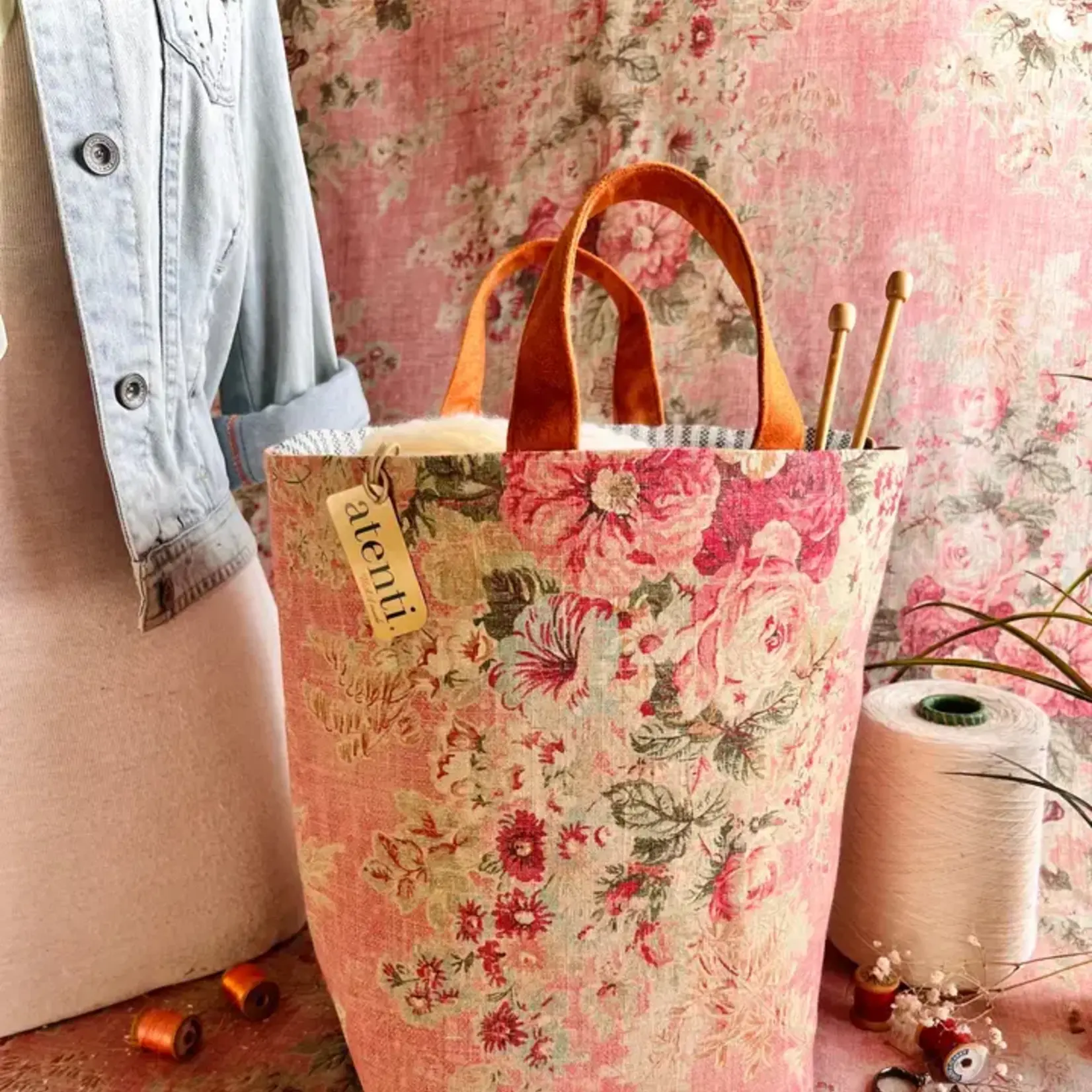 Atenti Rosewood Hope Basket, Project Bag