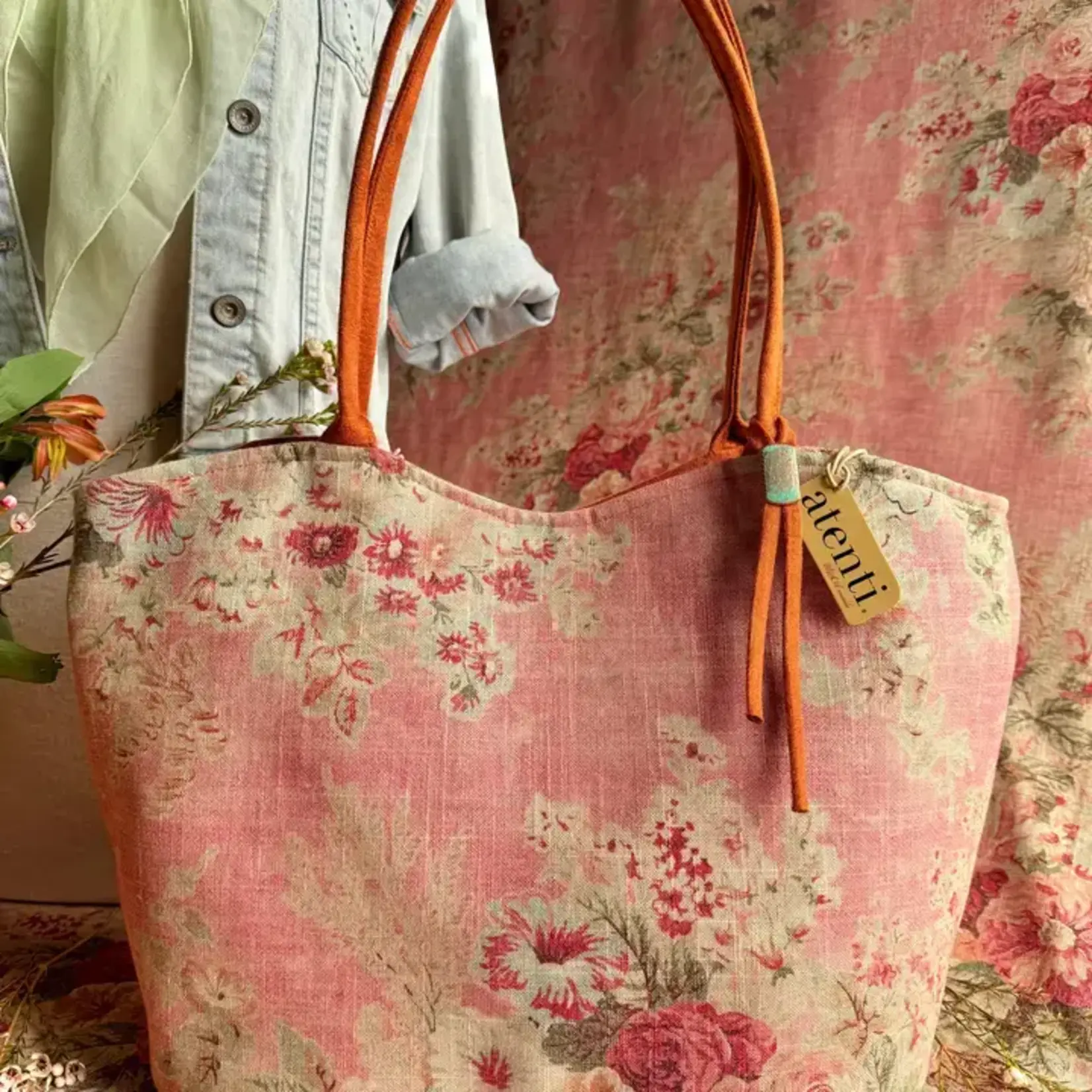 Atenti Rosewood Lolita, Atenti USA Handmade, Floral Shoulder Bag and Pouch Set