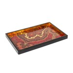 Caspari Jaipur Crimson Lacquer Sm Rect Tray-8 7/8 X 13 3/4