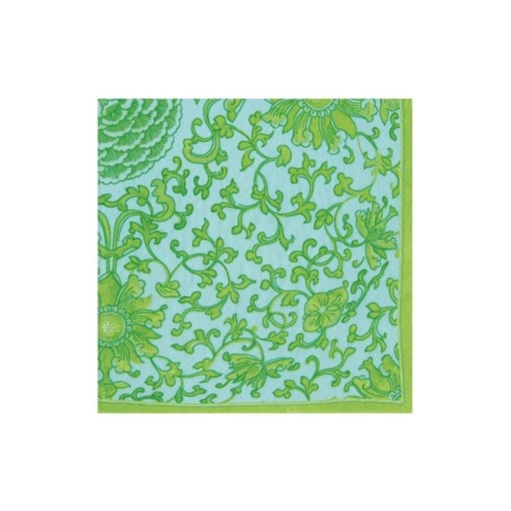 Caspari Indigo Garden Jade/Turquoise Cocktail Napkin - package of 20