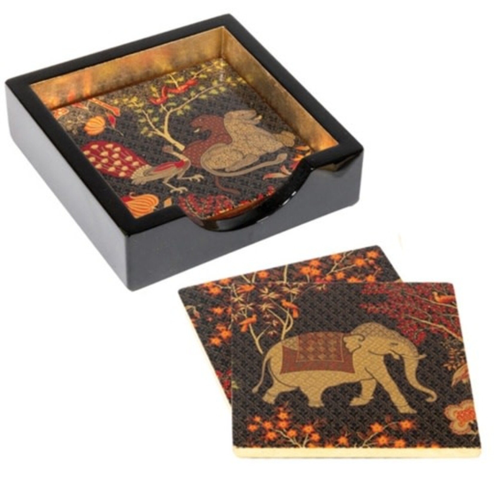 Caspari Le Jardin De Mysore Lacquer Coasters Set Of 4