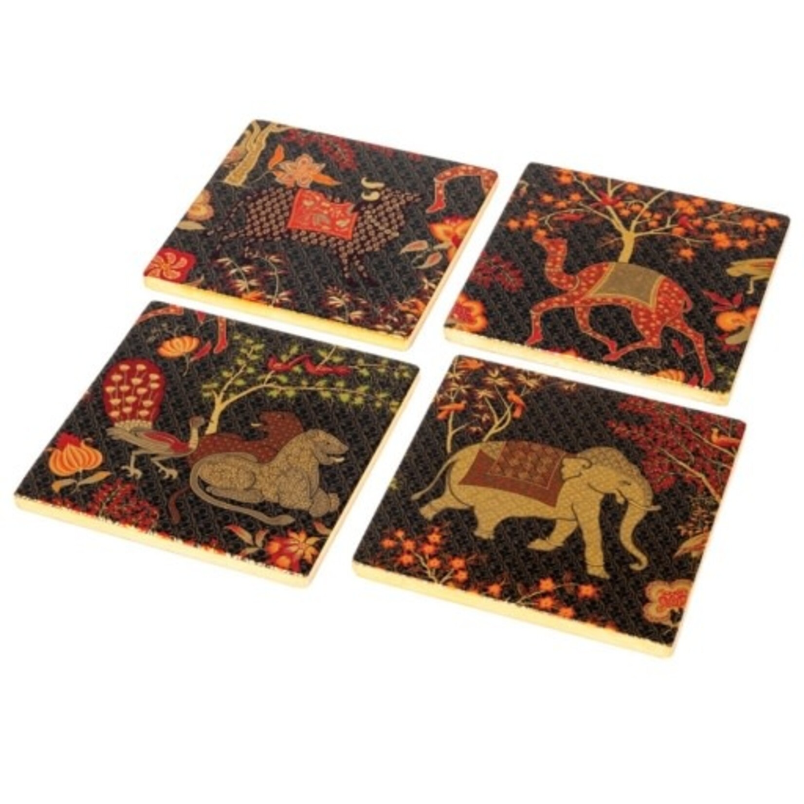 Caspari Le Jardin De Mysore Lacquer Coasters Set Of 4