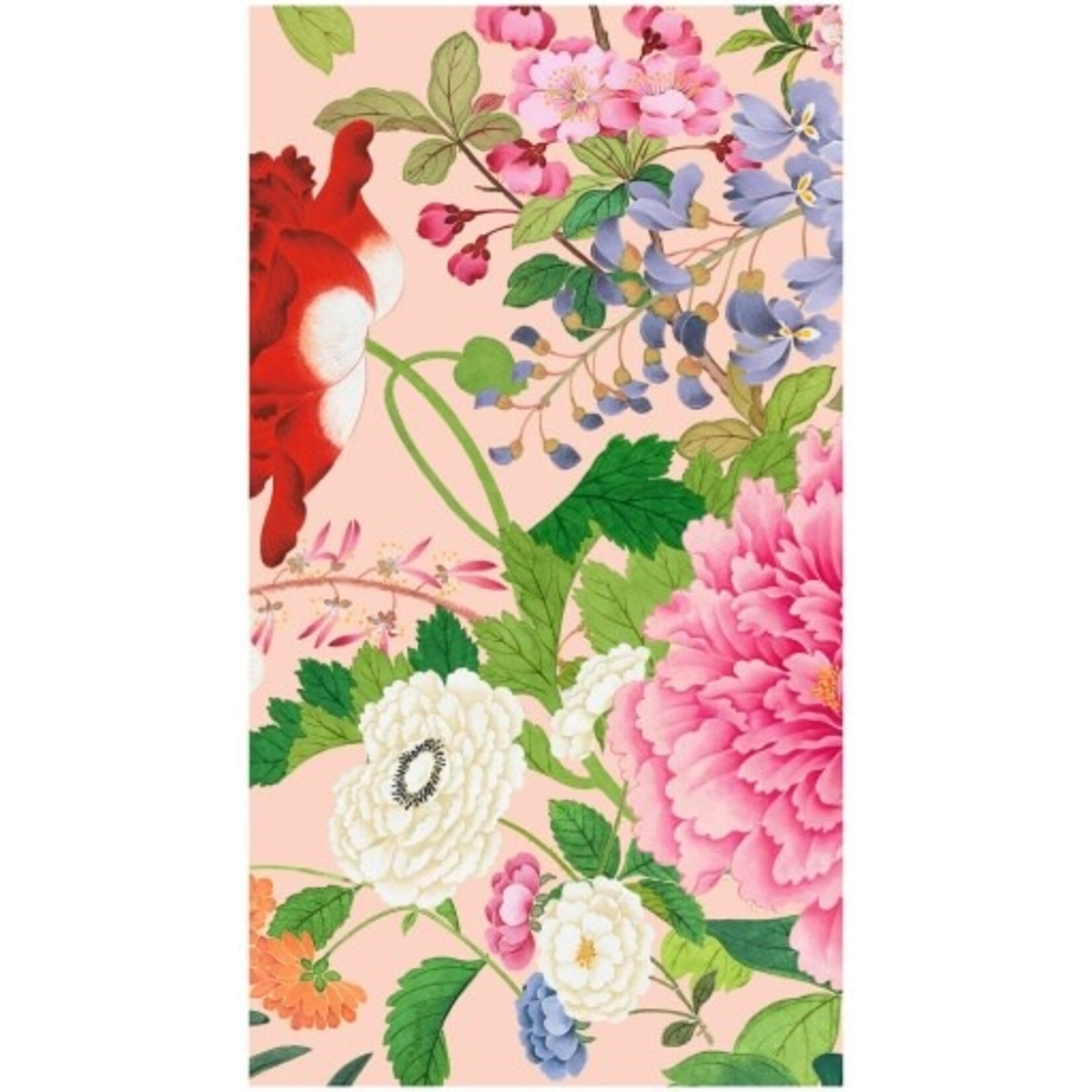 Caspari A Profusion Of Flowers 2 Shell Pink Guest Towel - package of 15