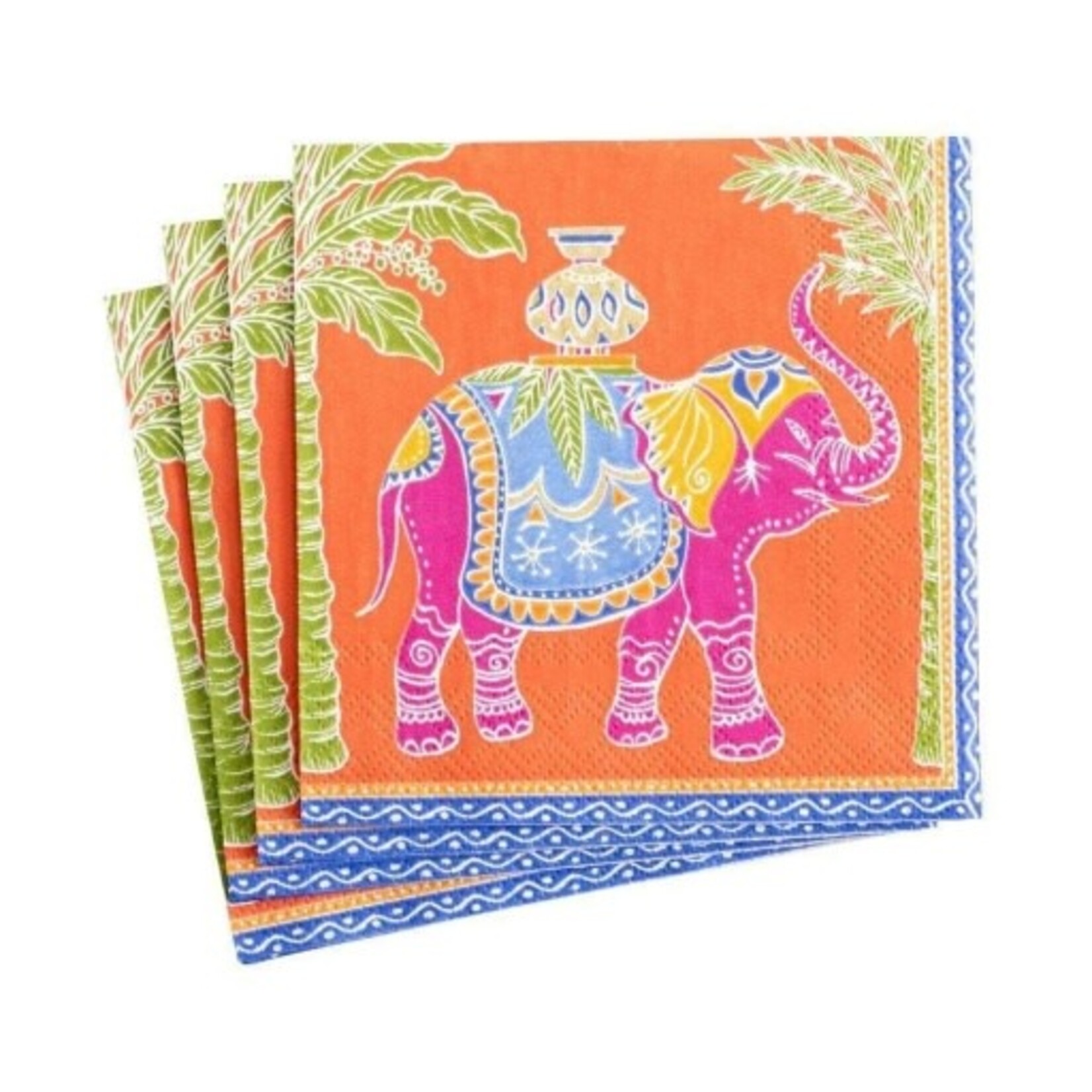 Caspari Royal Elephant Orange Napkin Cocktail