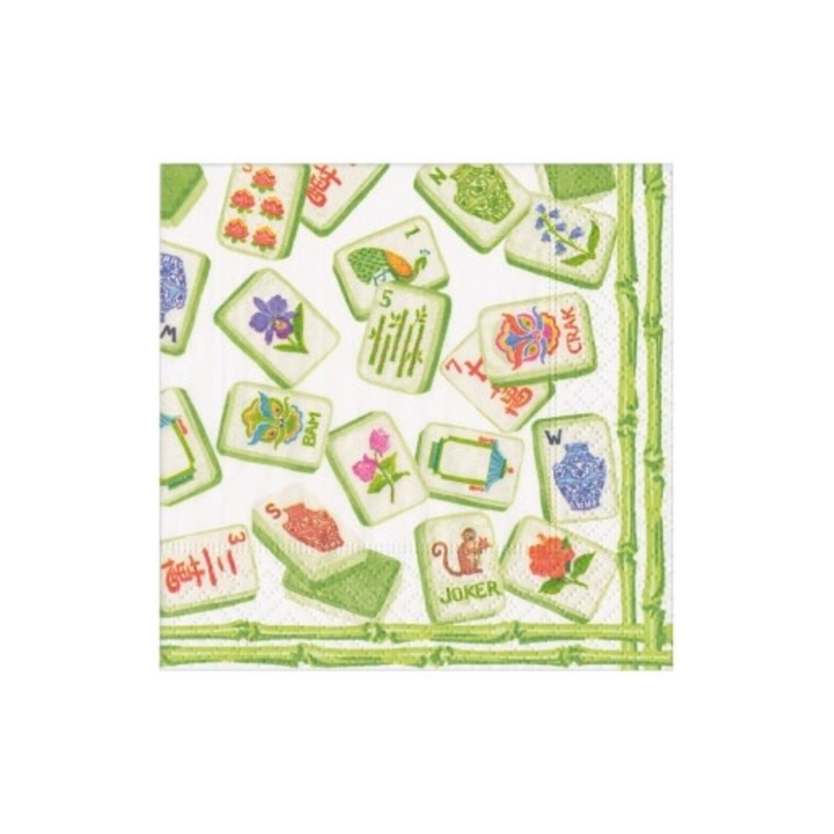 Caspari Mahjong Green Cocktail Napkin - package of 20