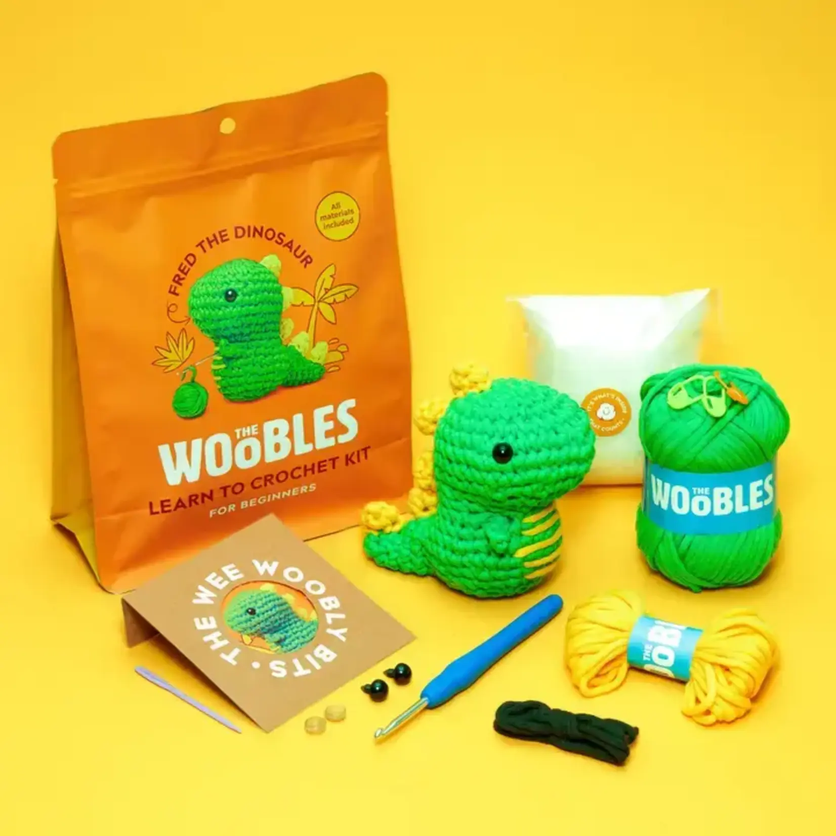 The Woobles Fred the Dinosaur Beginner Crochet Kit